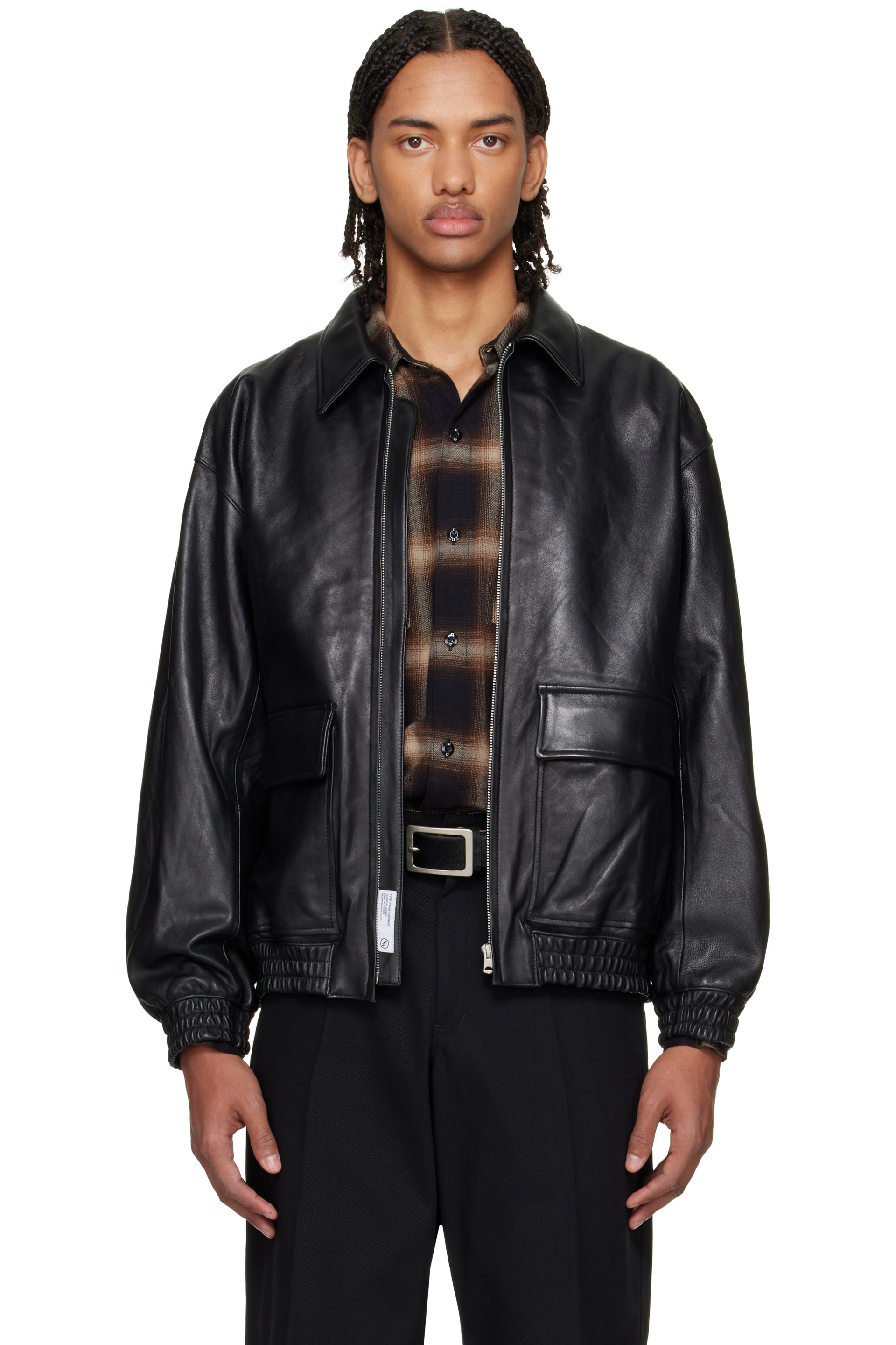 Neighborhood - Black Leather Dad Jacket