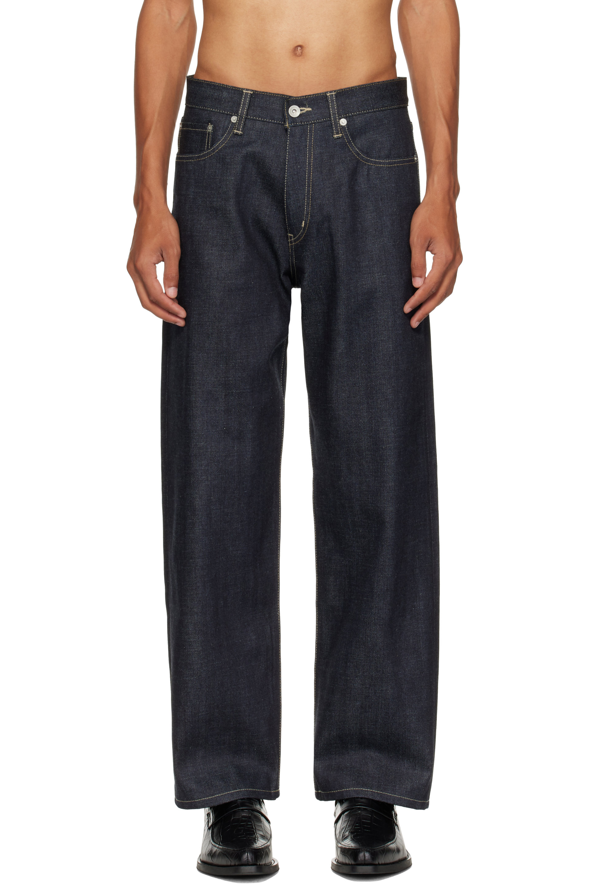 Neighborhood - Navy Rigid Denim Full Cut Jeans