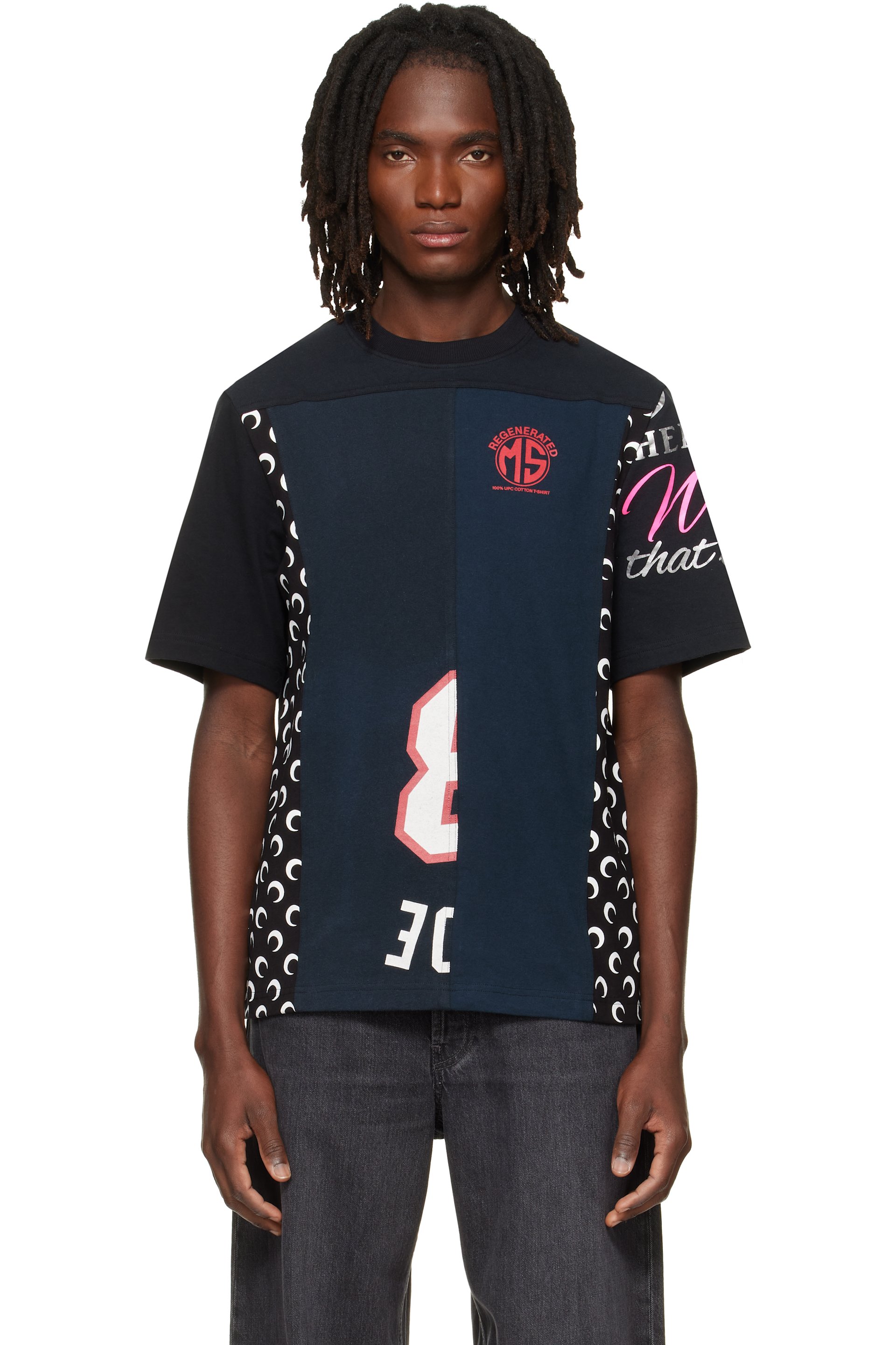 Marine Serre - Black Regenerated Graphic Jersey Crewneck T-shirt