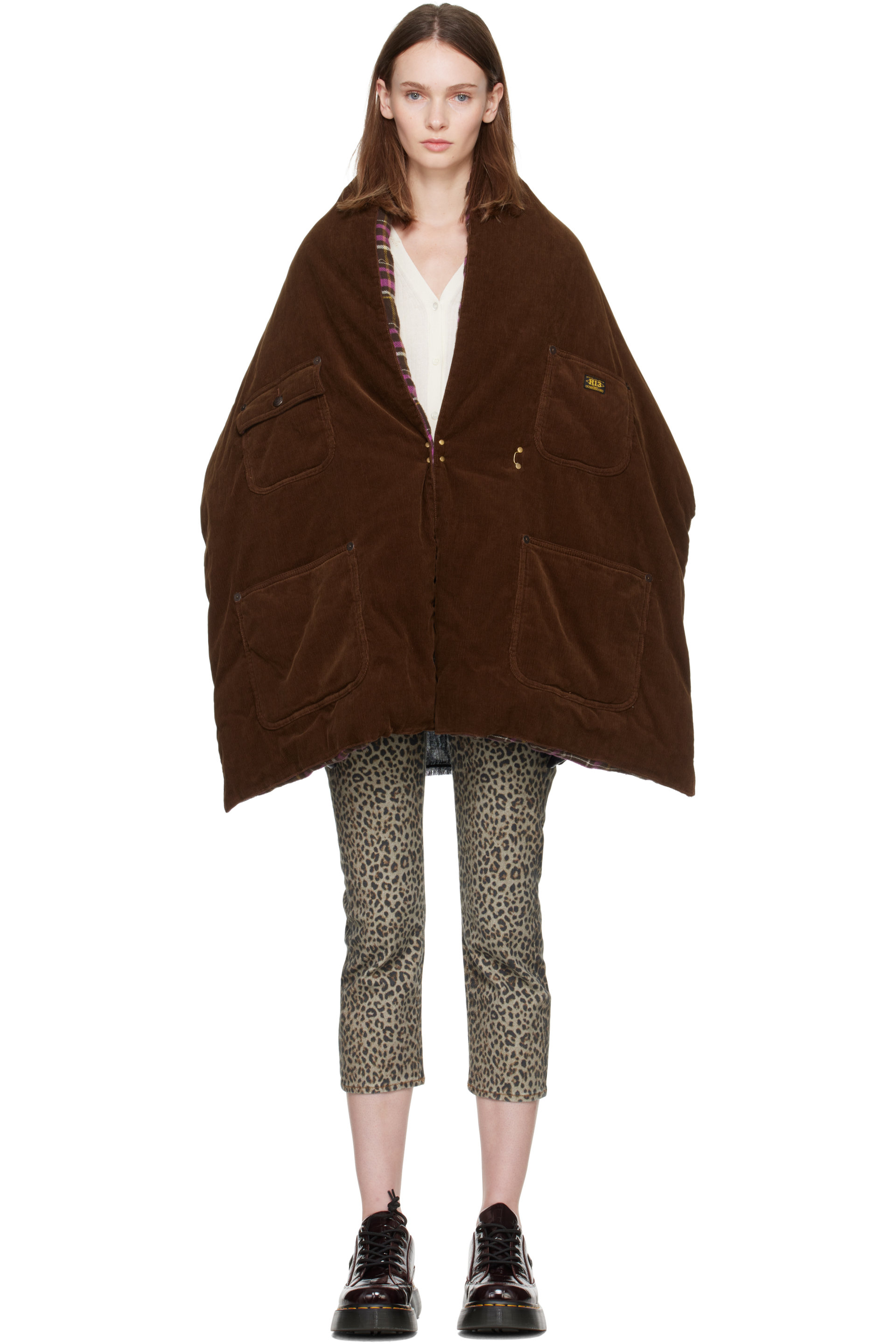 R13 - Brown Padded Utility Scarf
