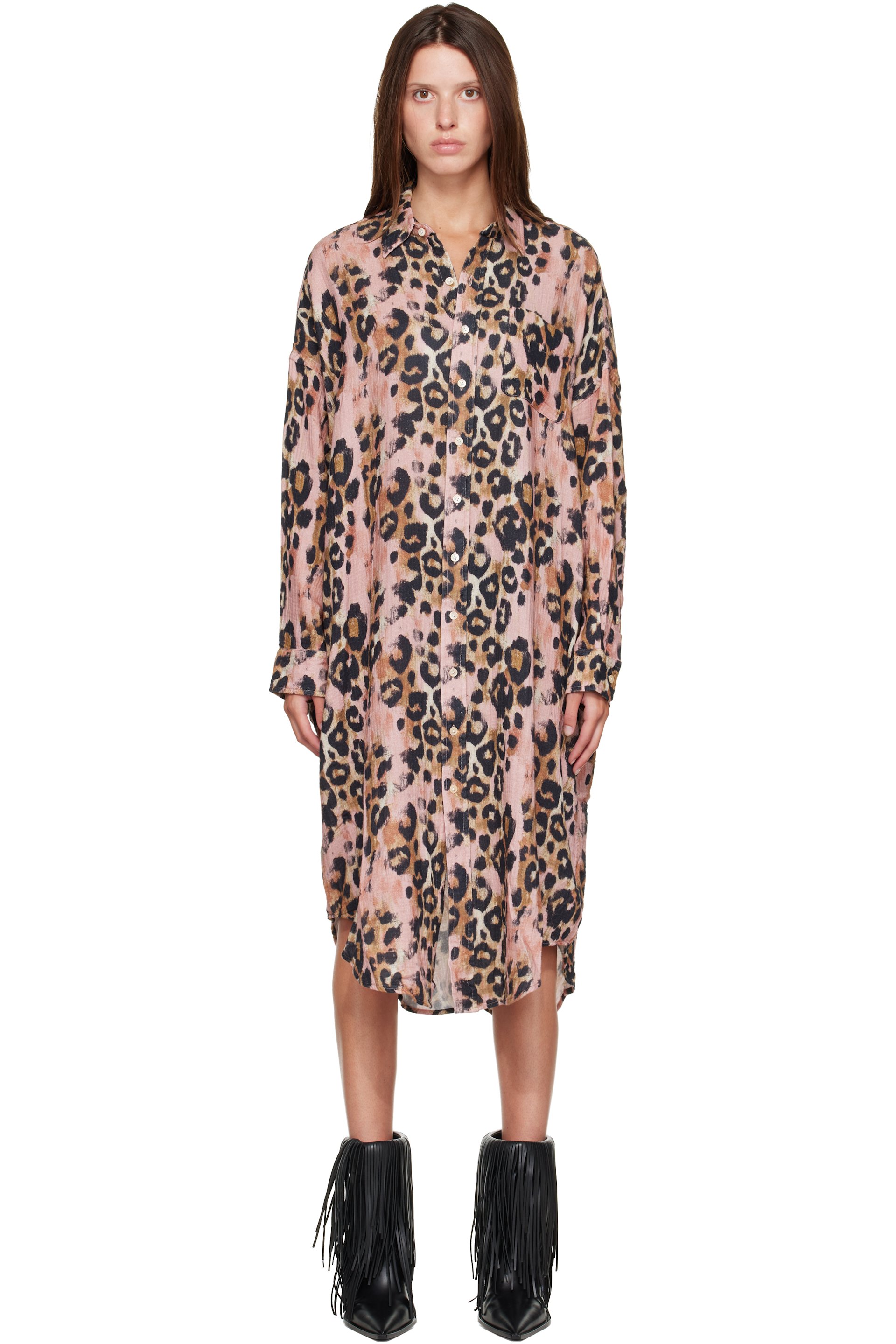 R13 - Pink Jumbo Shirt Midi Dress