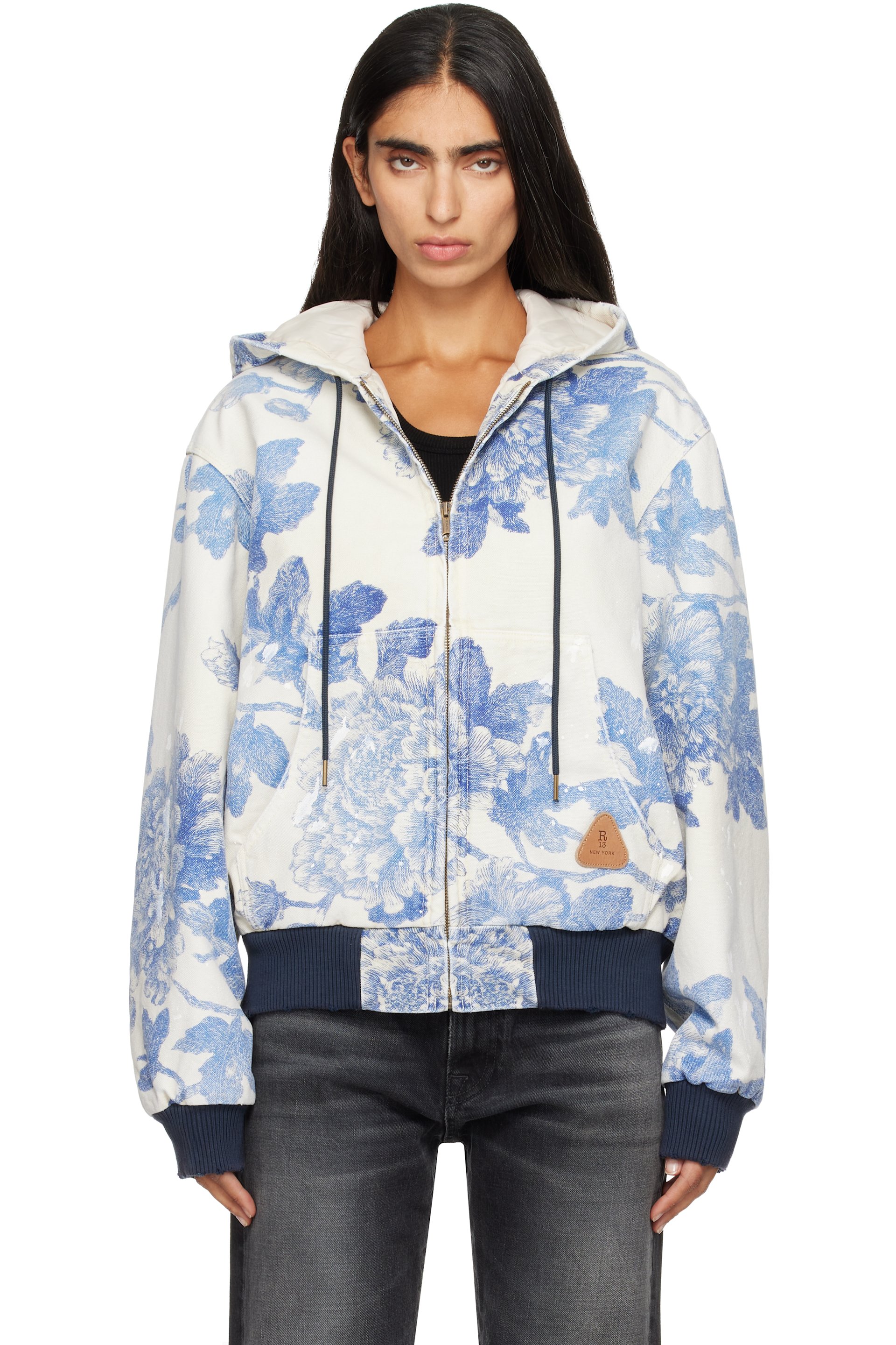 R13 - White & Blue Relaxed Workwear Jacket
