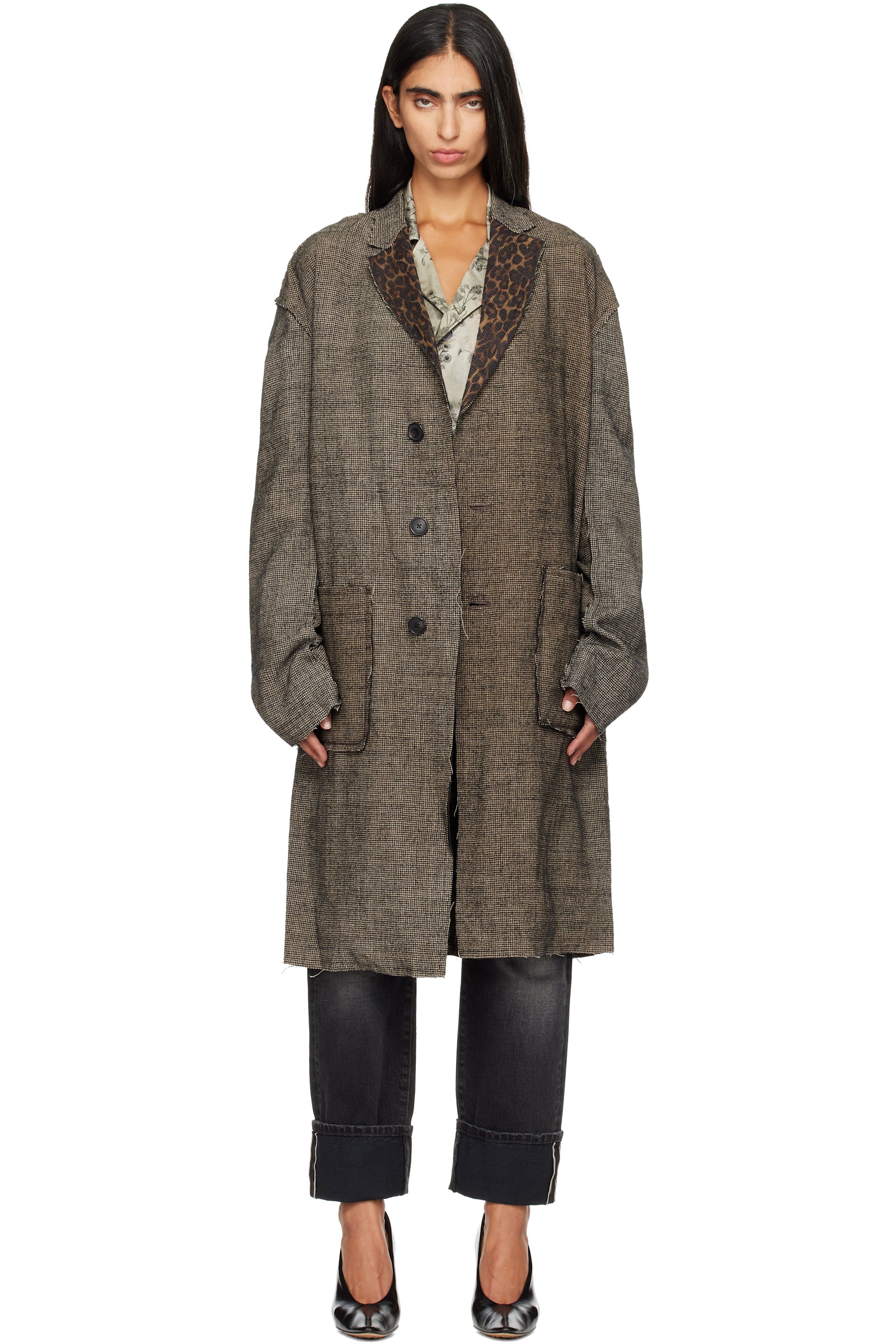 R13 - Gray Double Layer Raw Cut Reversible Coat