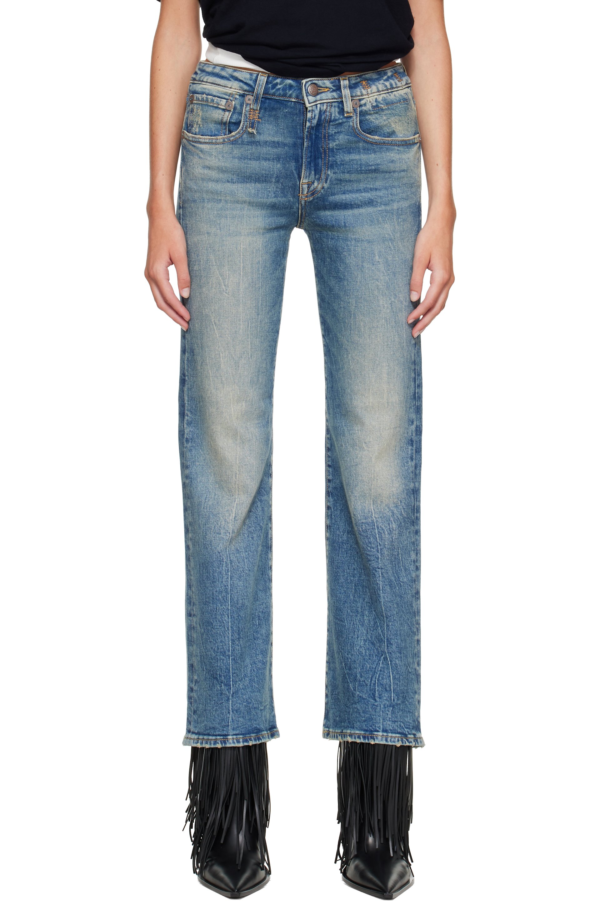 R13 - Blue Joan Cropped Flare Jeans