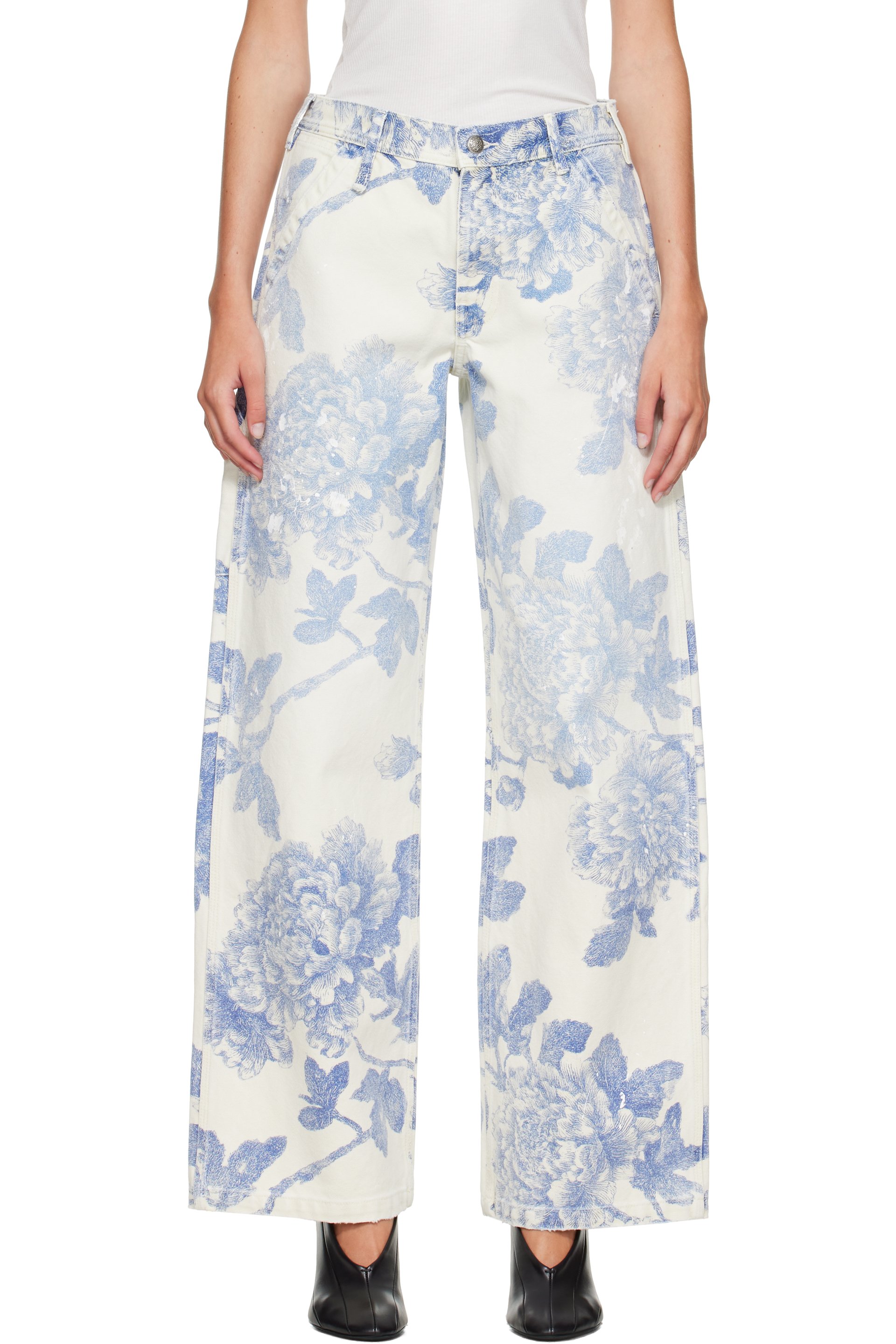 R13 - White & Blue Carpenter Jeans
