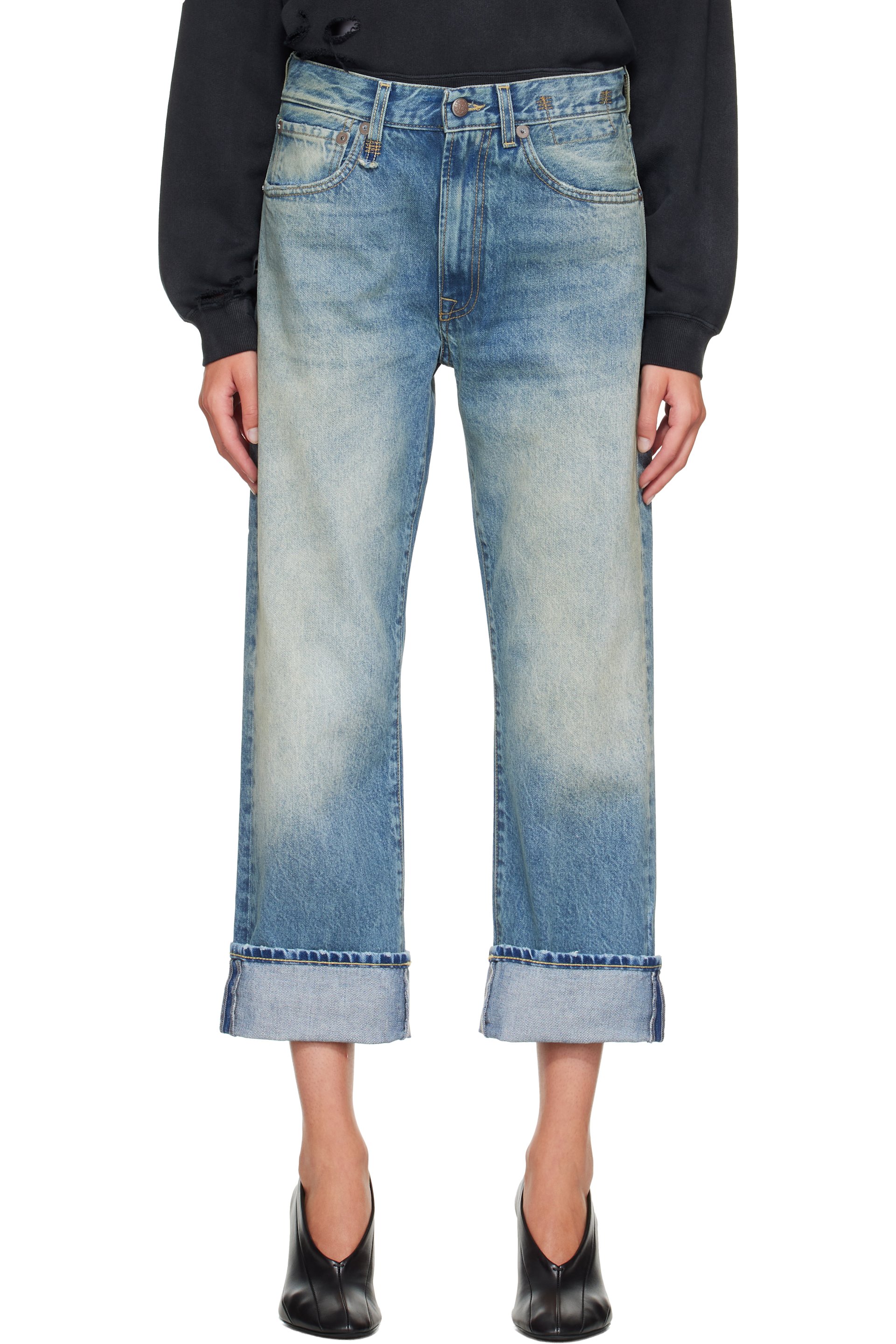 R13 - Blue Cuffed X-Boyfriend Jeans
