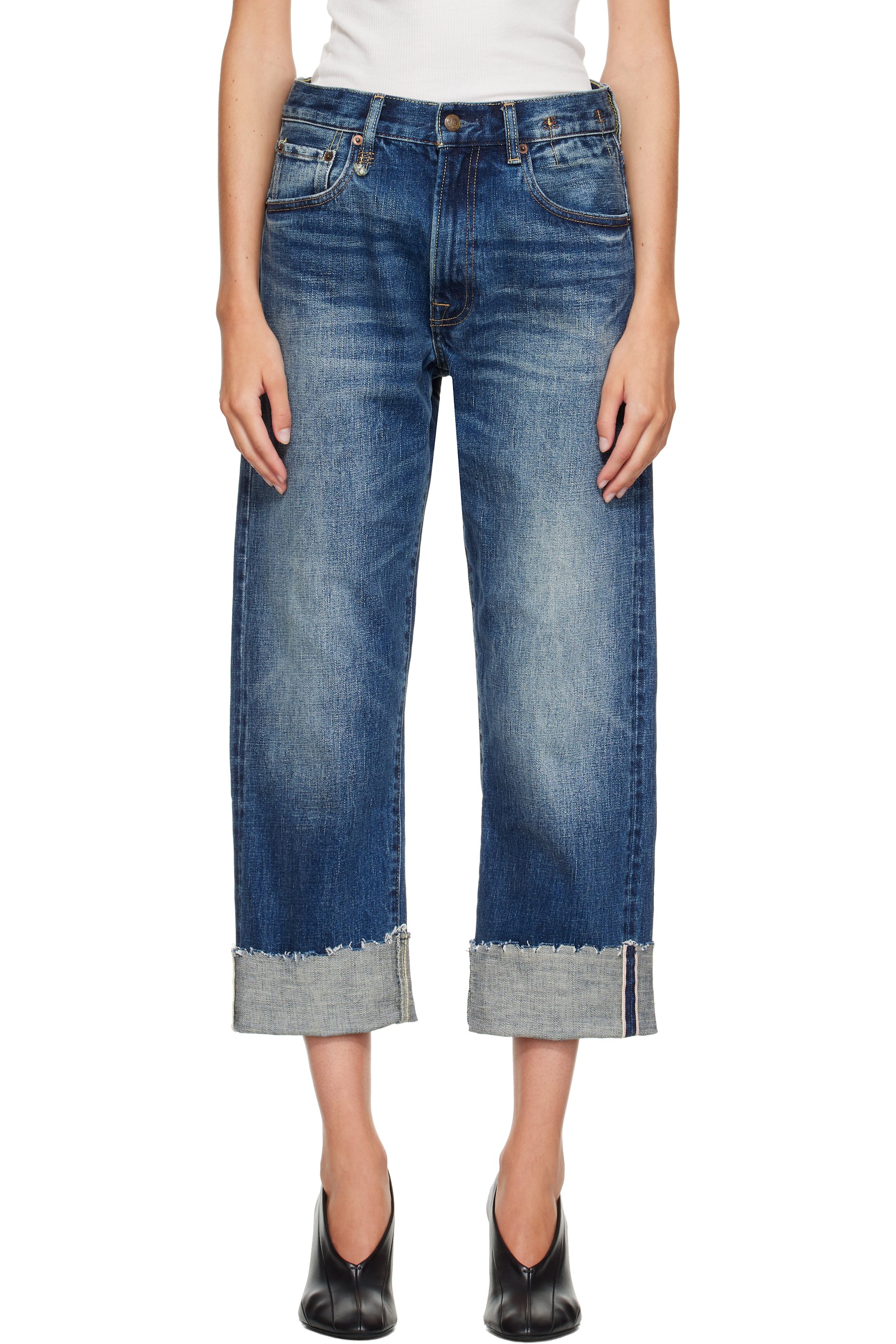 R13 - Blue Cuffed X-Boyfriend Jeans