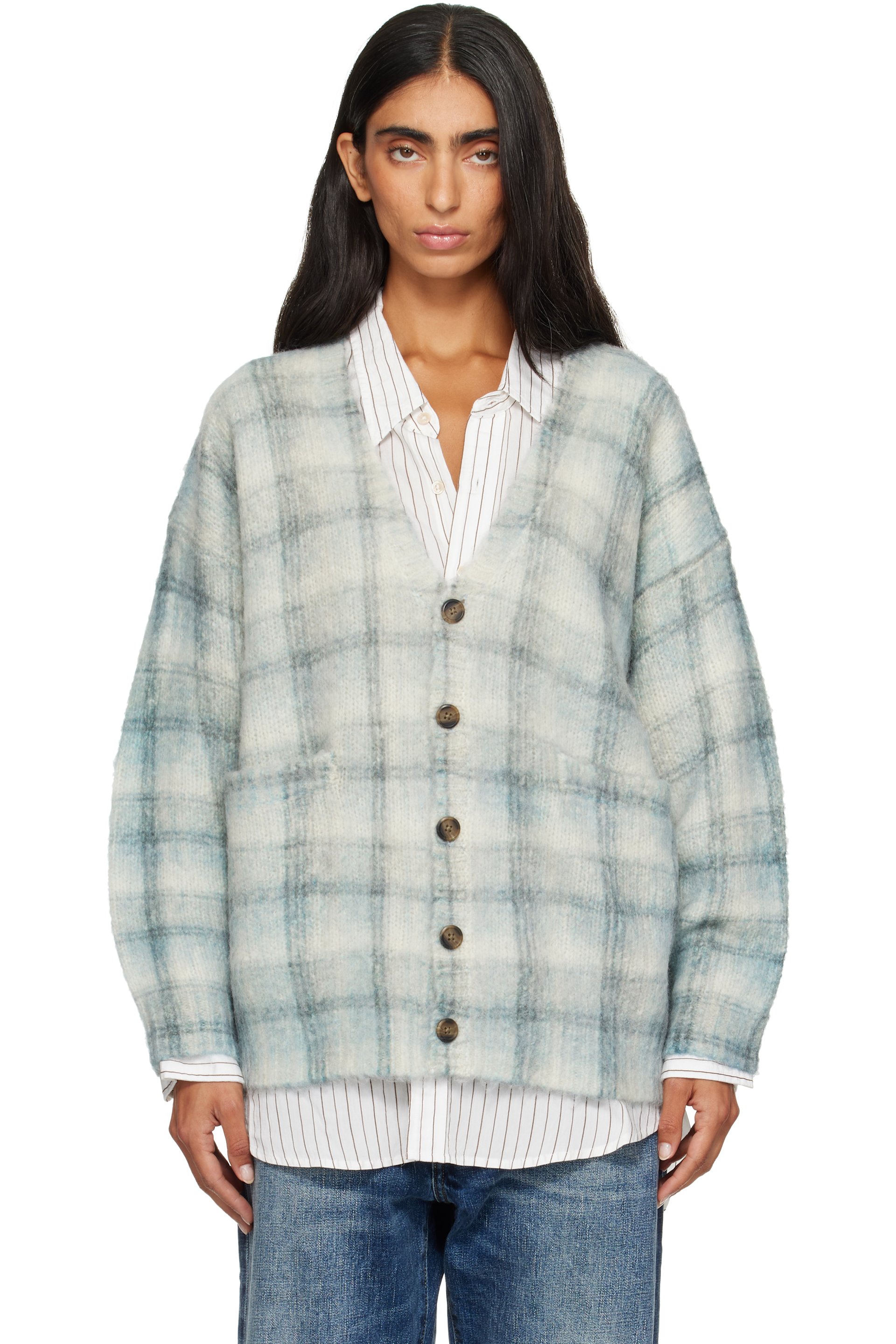 R13 - Blue Printed Oversized Cardigan