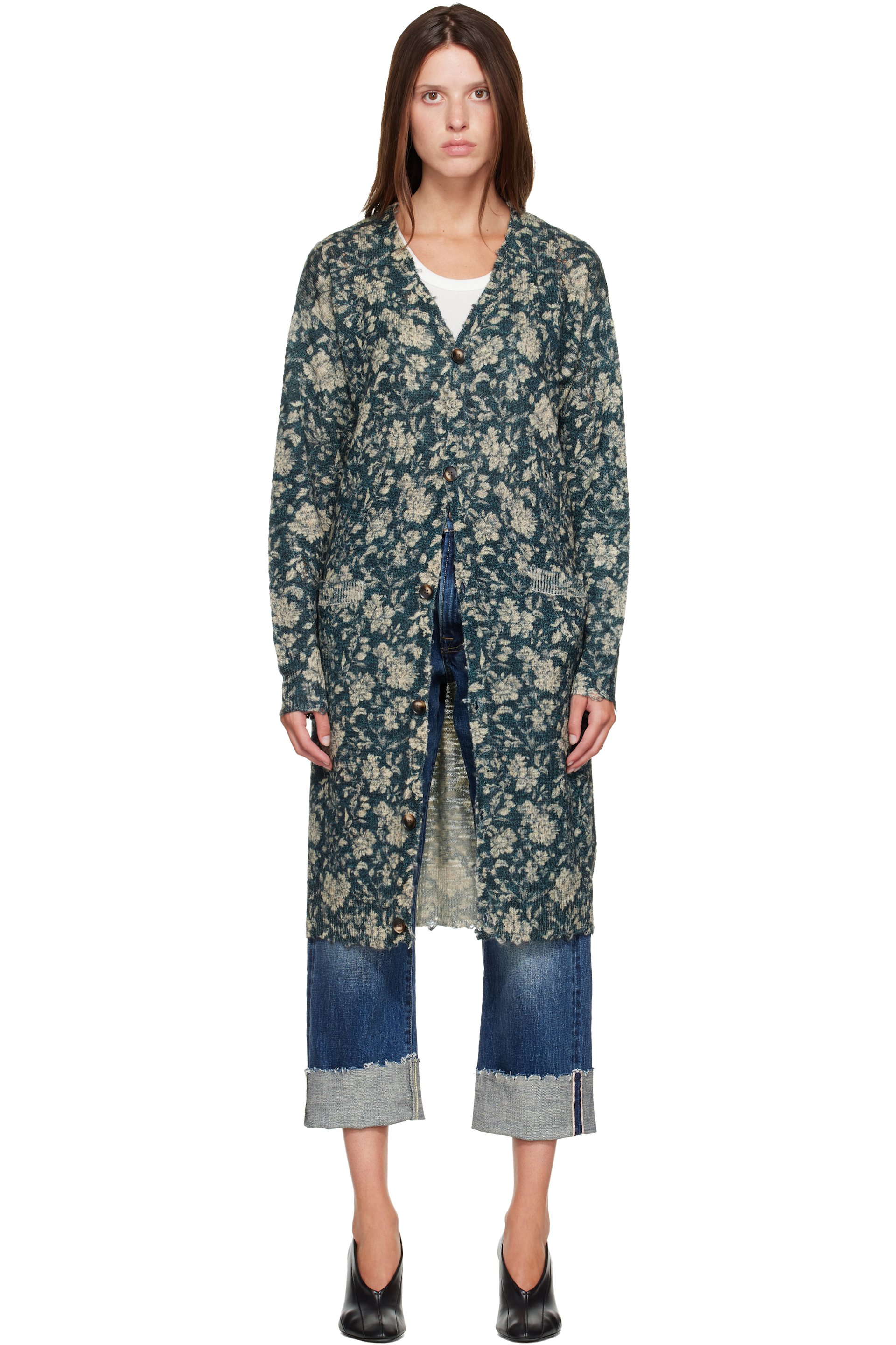 R13 - Navy Printed Long Cardigan