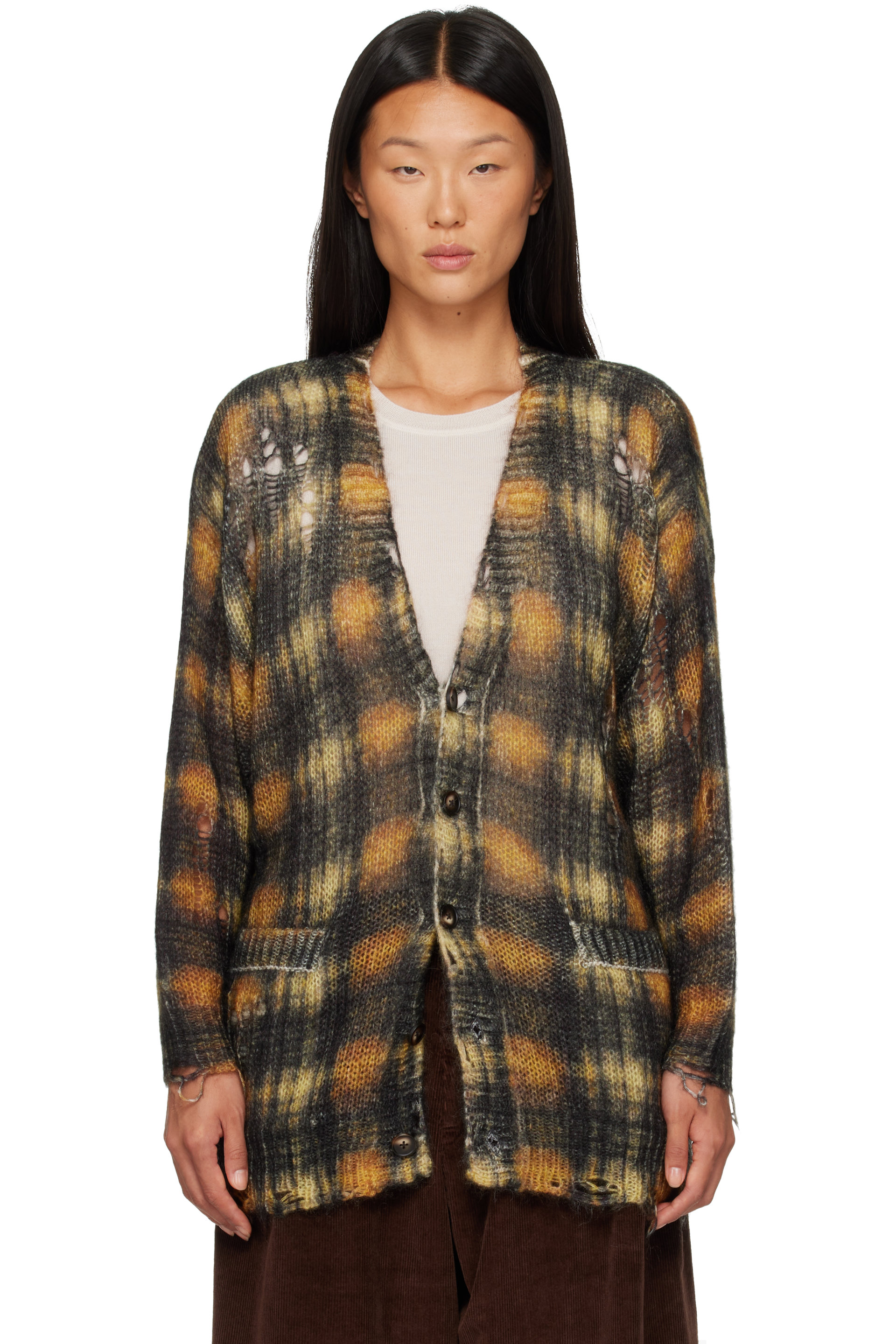 R13 - Brown & Black Oversized Cardigan