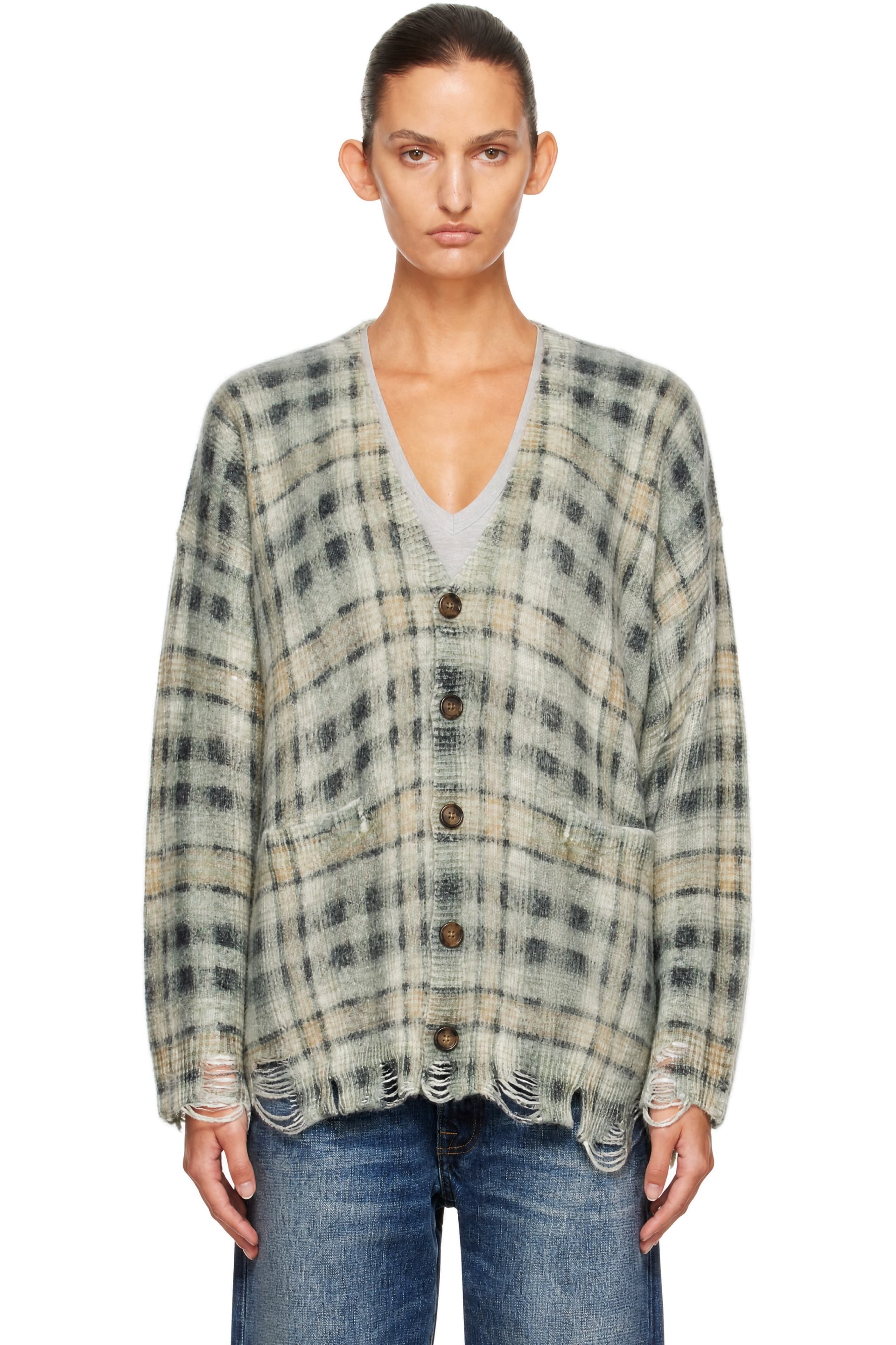 R13 - Green Printed Oversized Cardigan