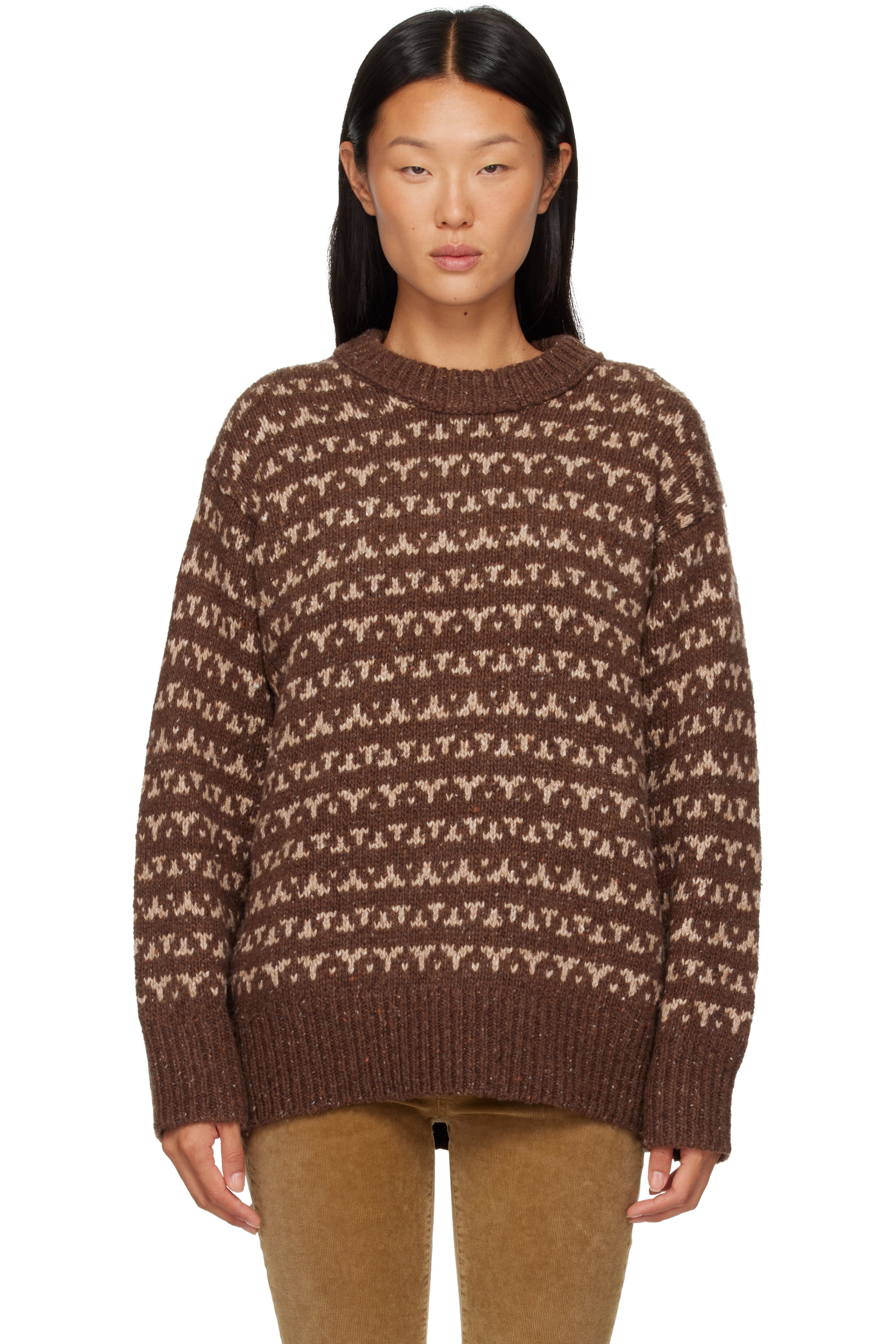 R13 - Brown Oversized Crewneck Sweater