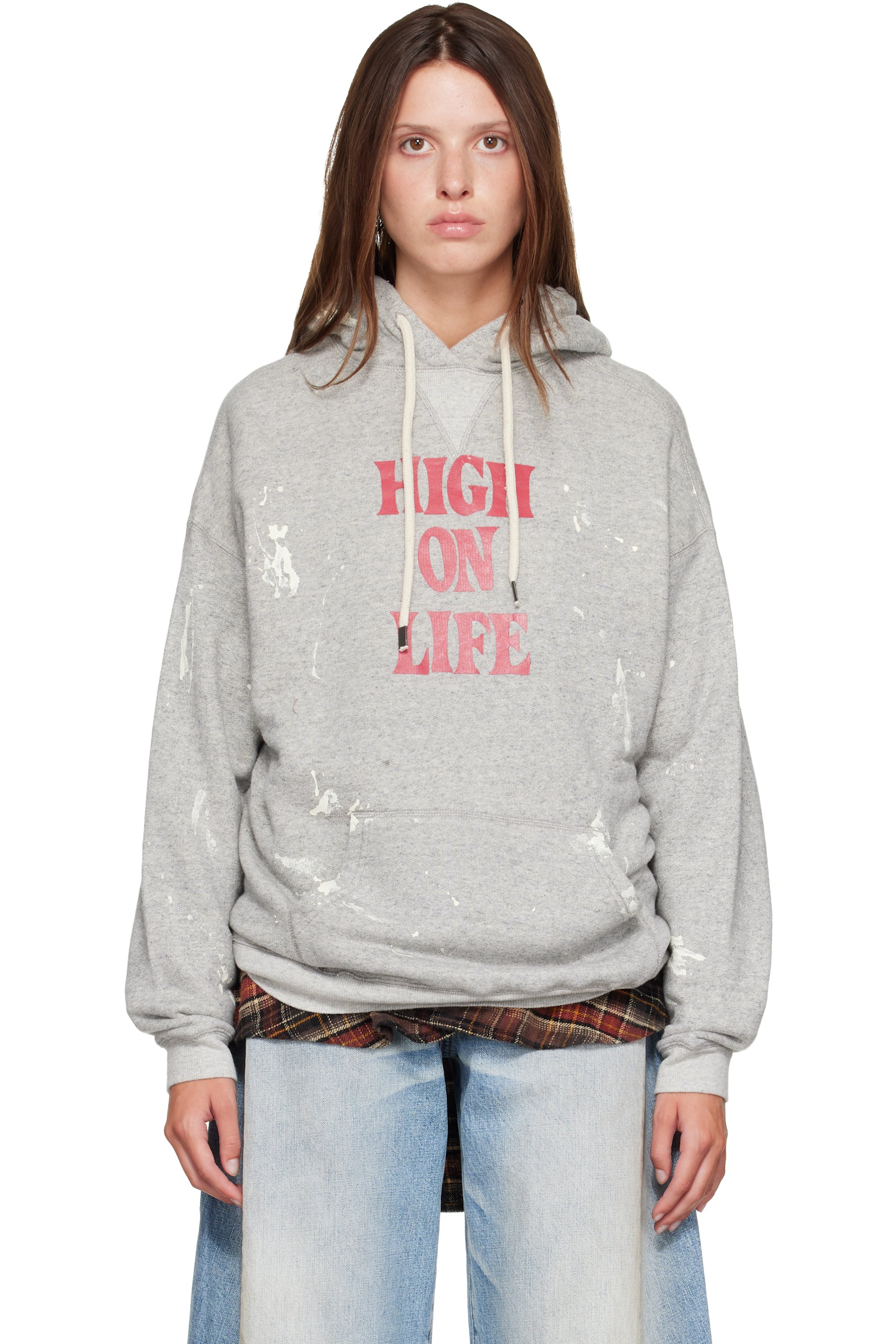 R13 - Gray 'High On Life' Oversized Hoodie