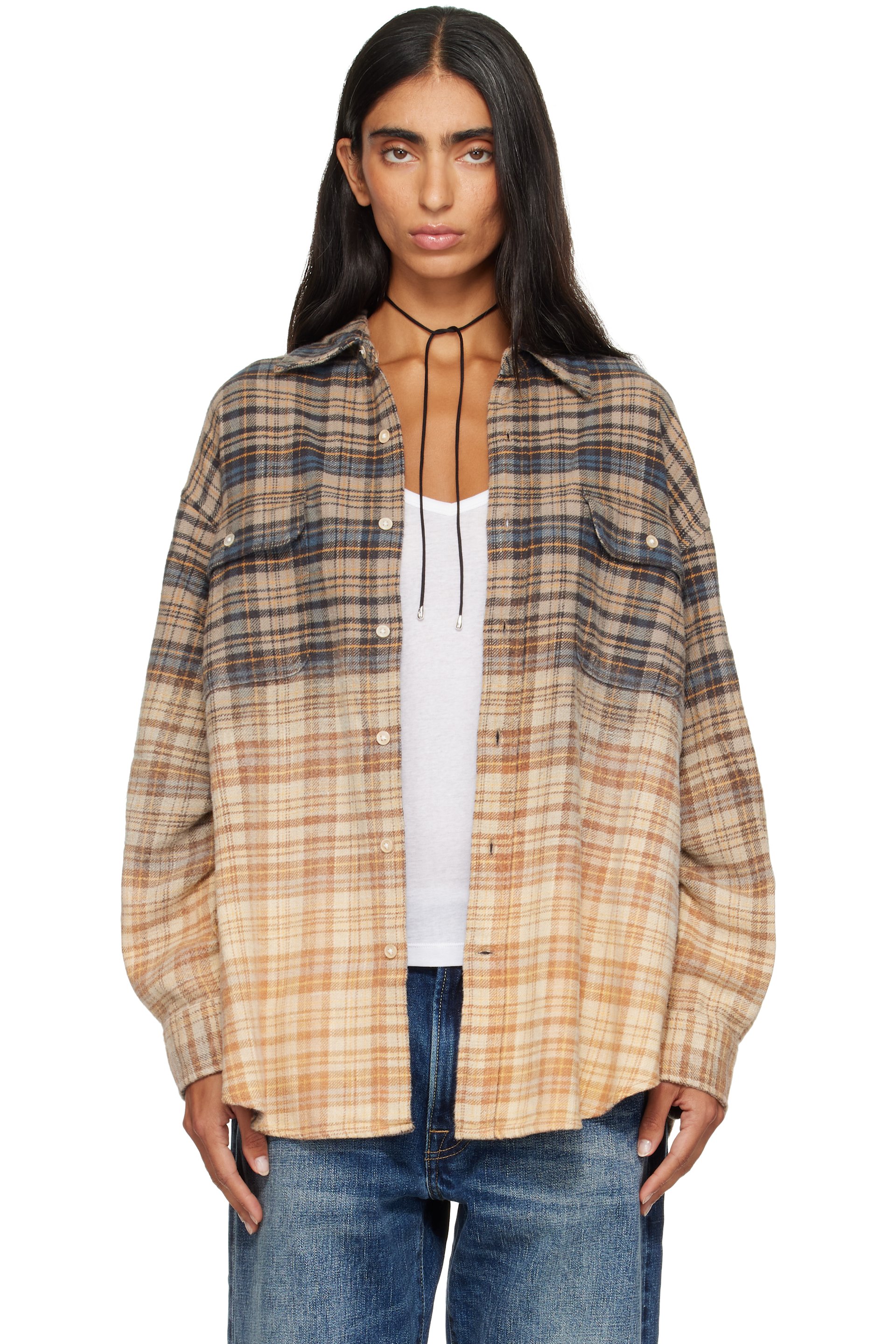 R13 - Blue & Yellow Boyfriend Shirt