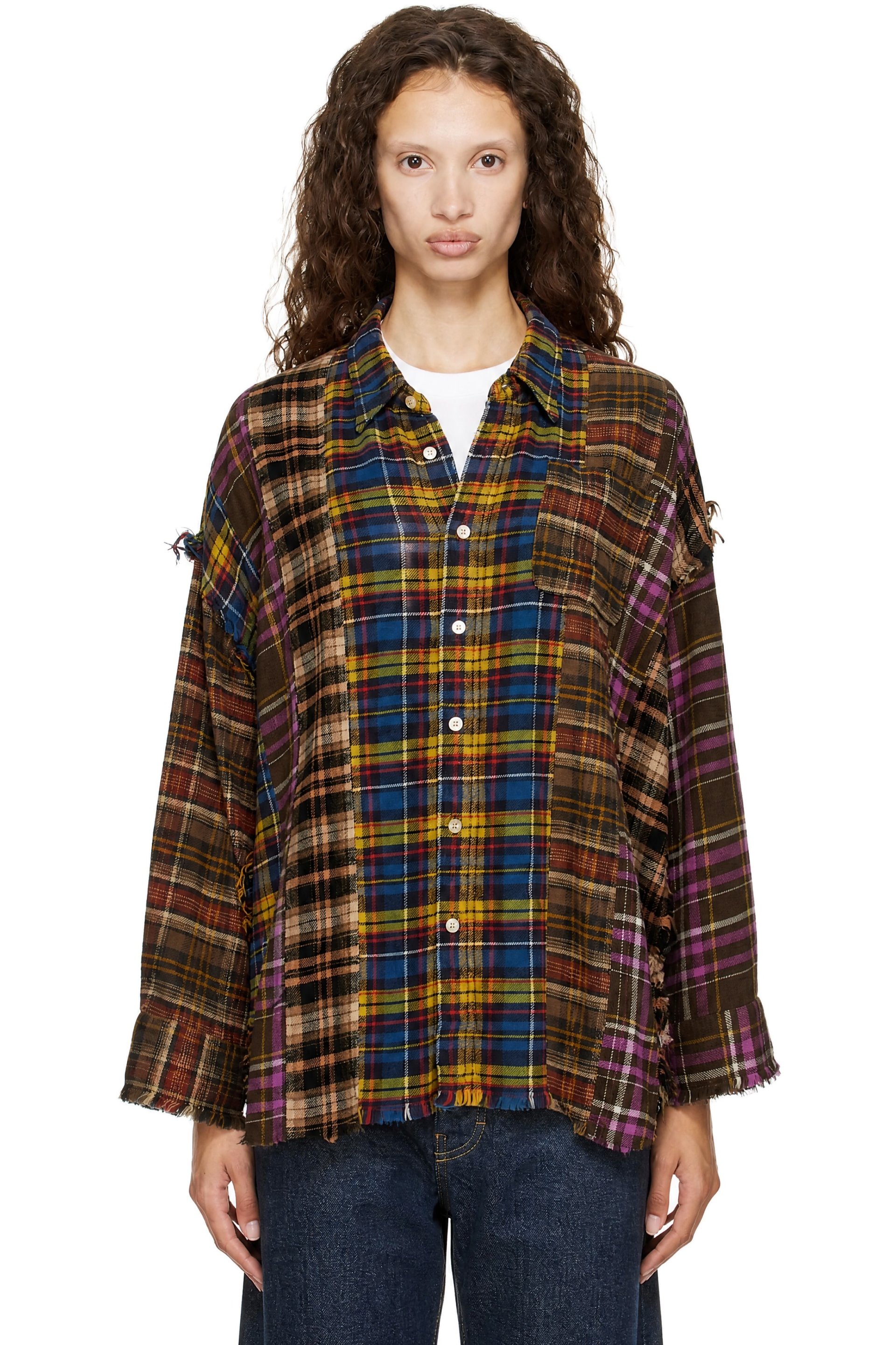 R13 - Multicolor Spliced Drop Neck Shirt