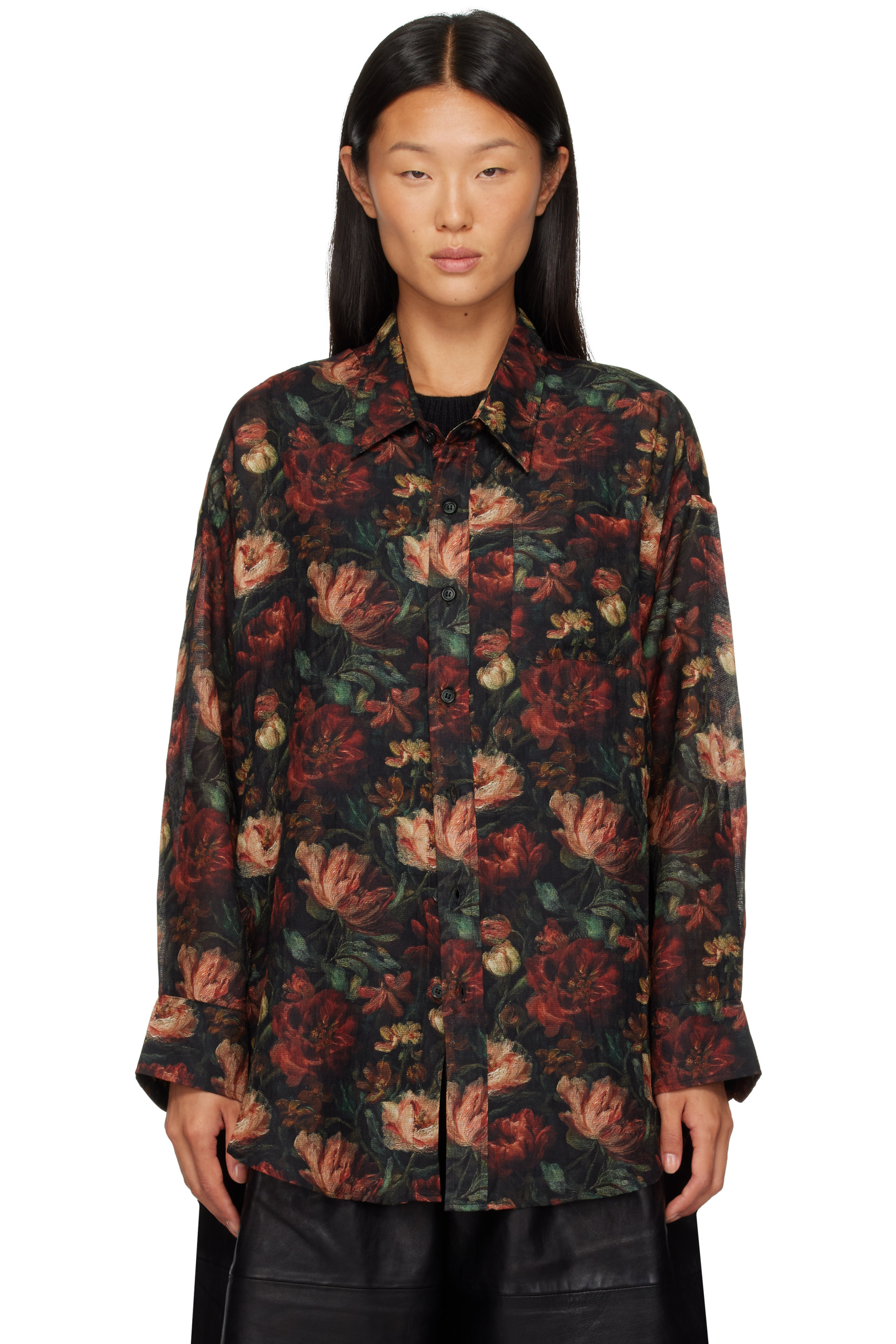 R13 - Red & Black Drop Neck Shirt