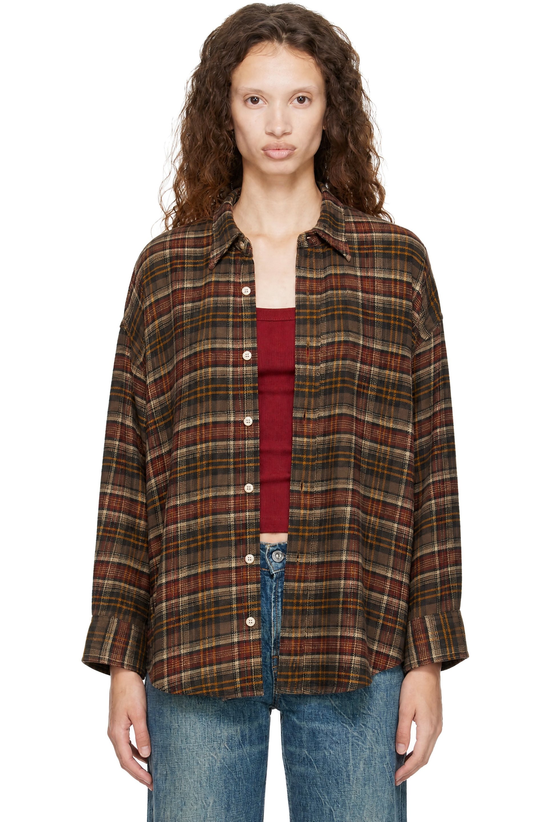 R13 - Brown Drop Neck Shirt