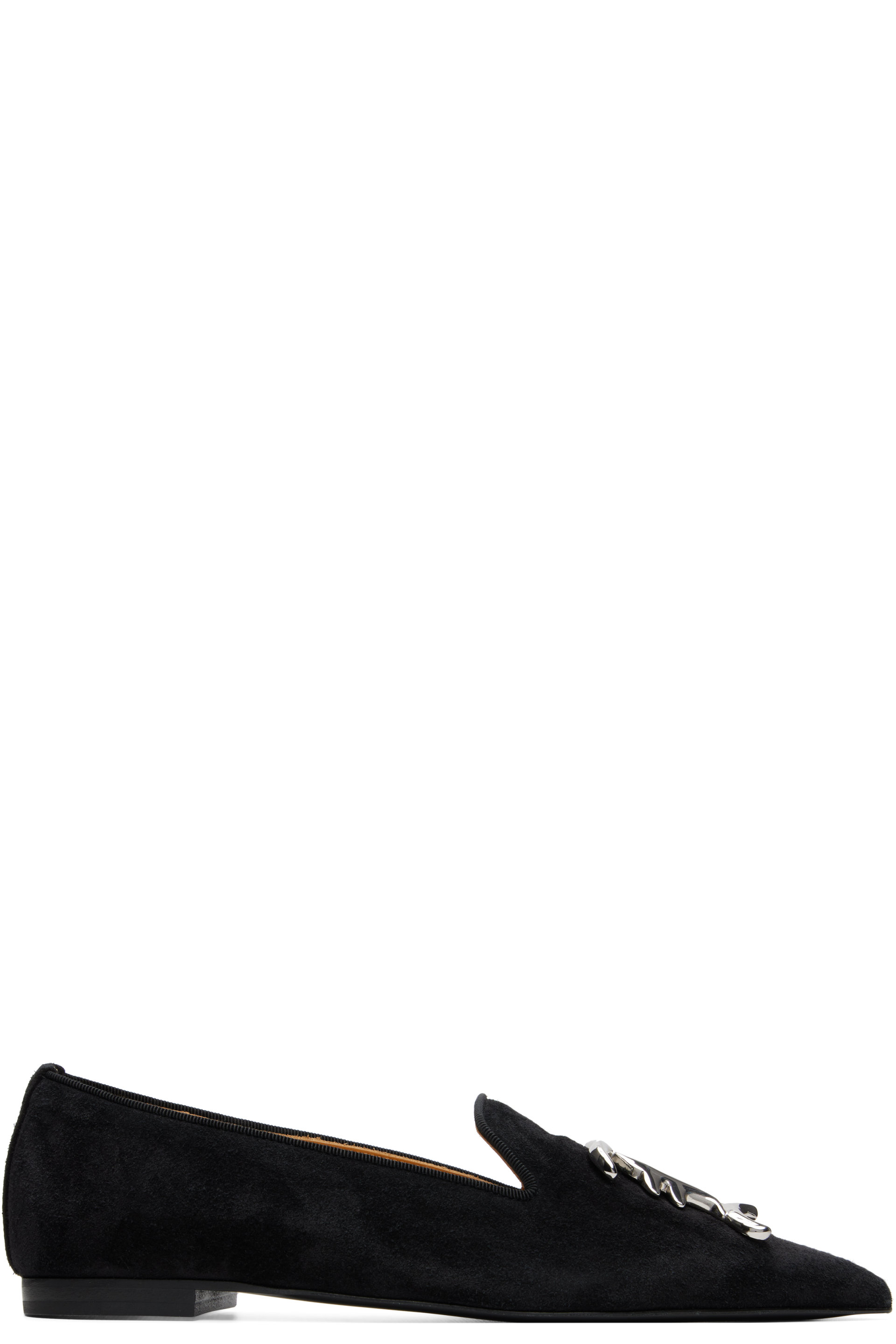 R13 - Black Pointed Toe Logo Loafers