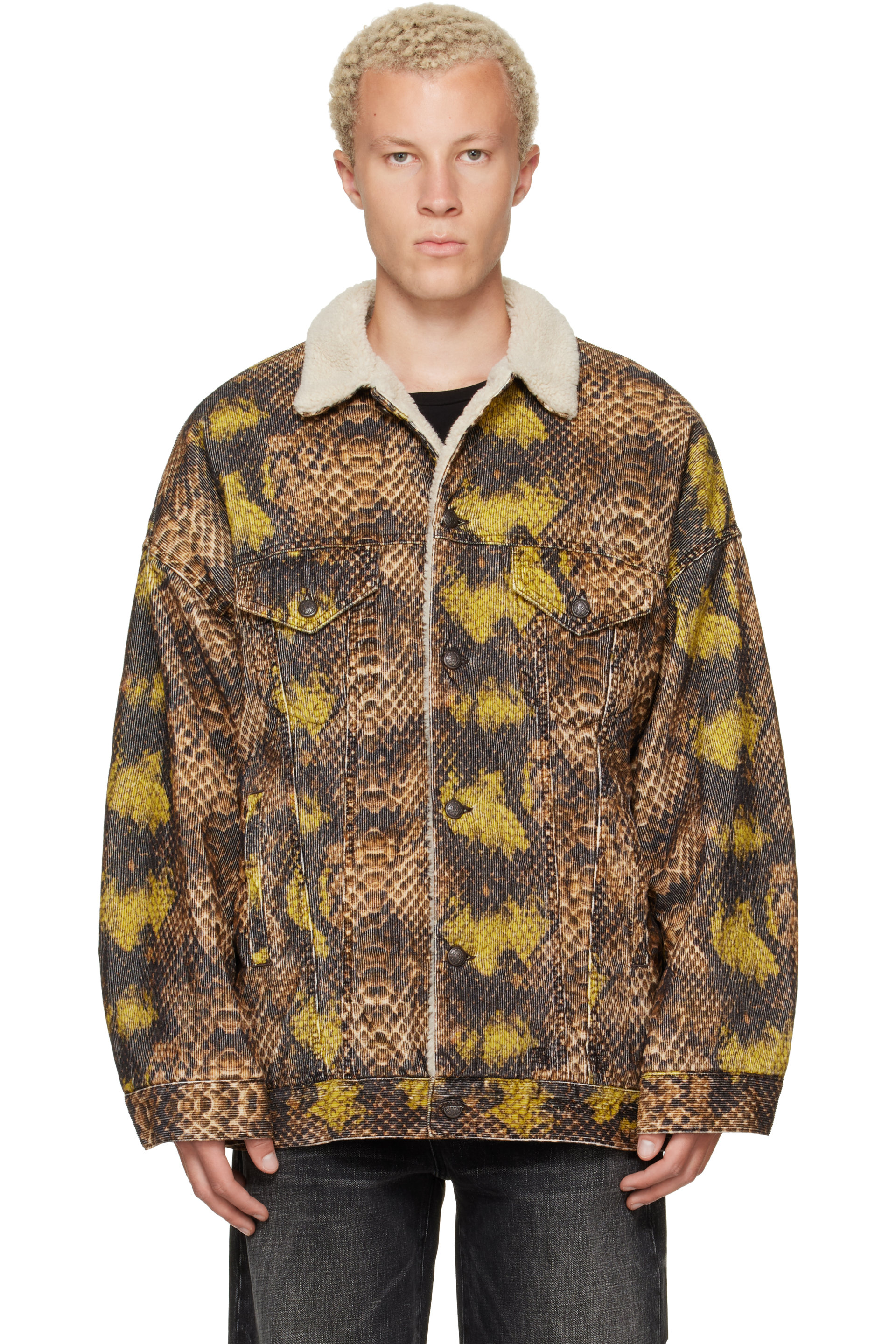 R13 - Brown & Green Oversized Trucker Jacket