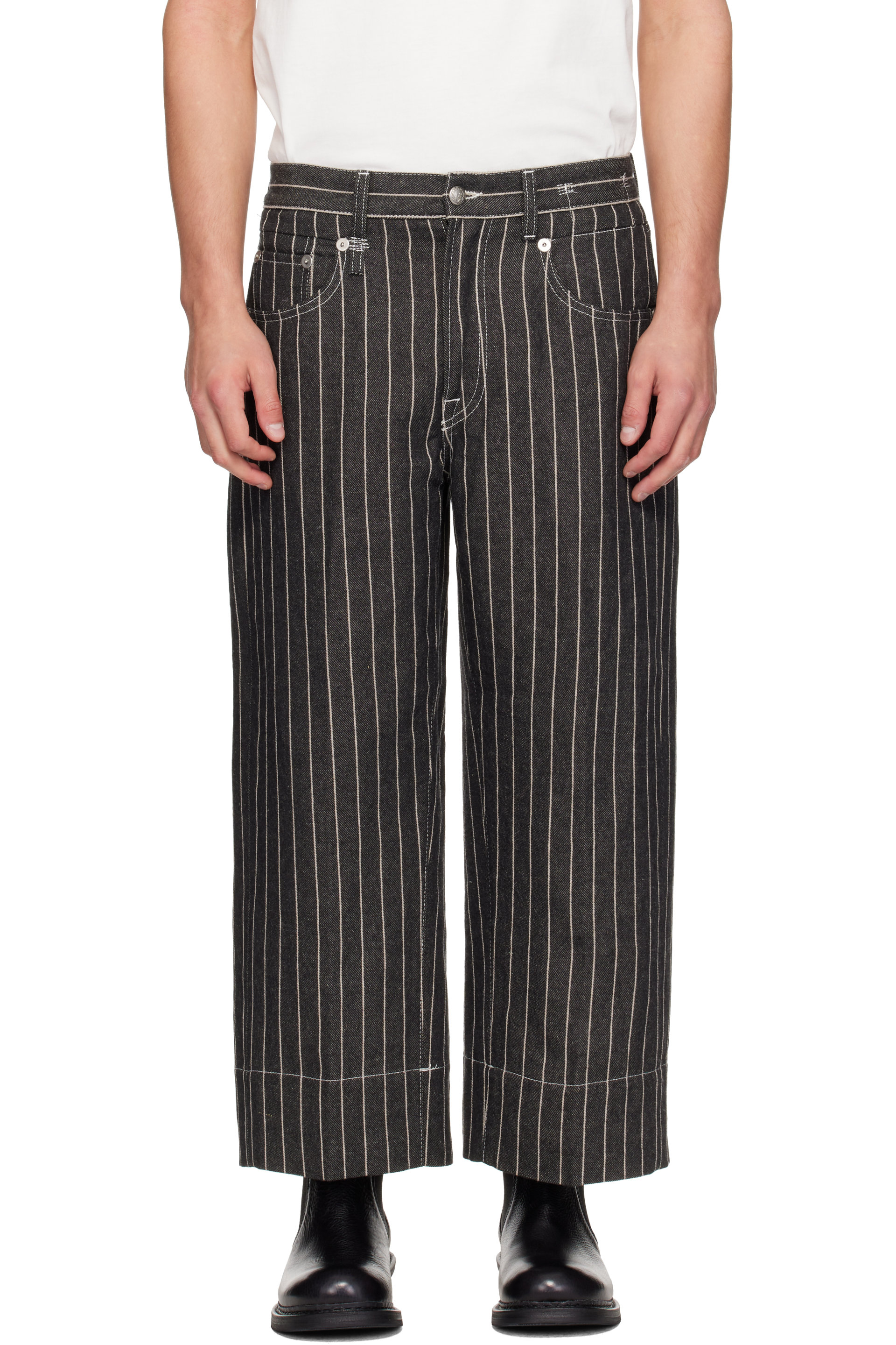 R13 - Black Roxanne Linen & Wool Jeans