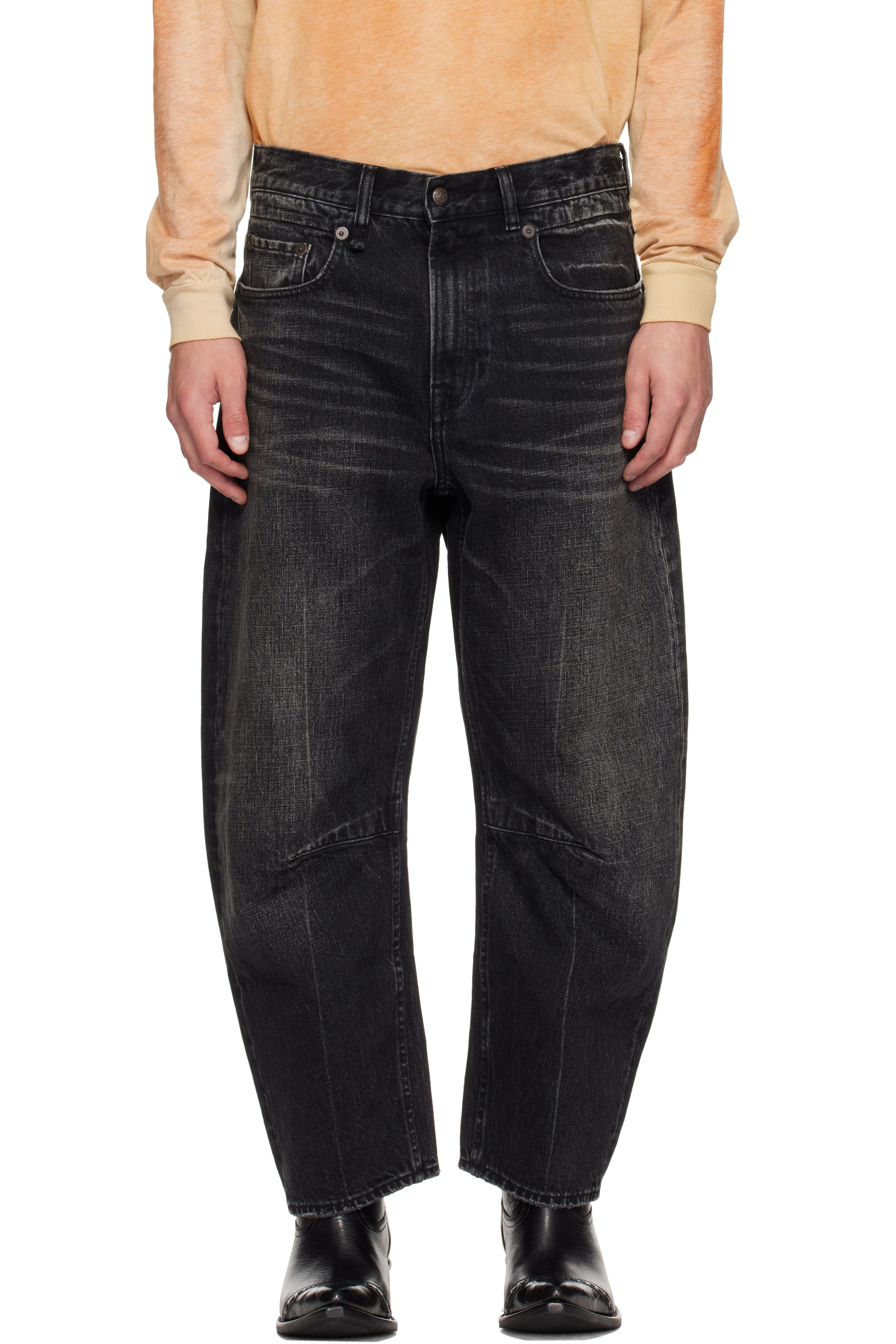 R13 - Black Articulated Knee X-BF Jeans