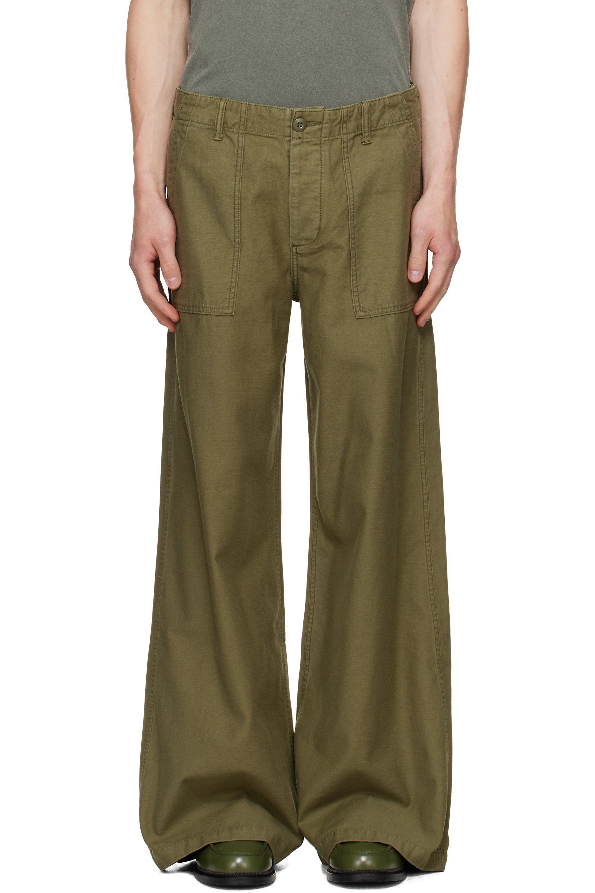 R13 - Khaki D'Arcy Flare Utility Cargo Pants