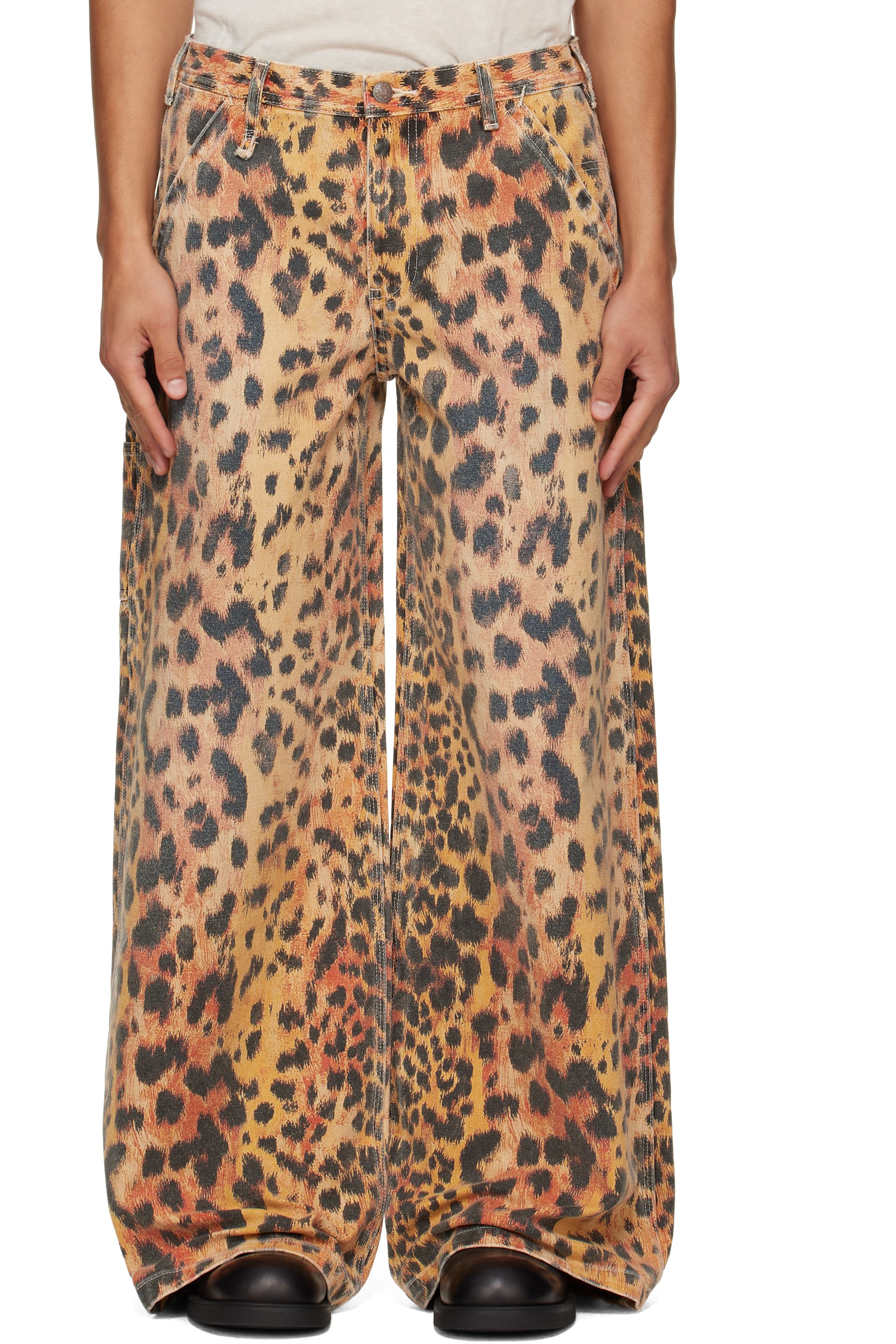 R13 - Orange D'Arcy Flare Carpenter Trousers