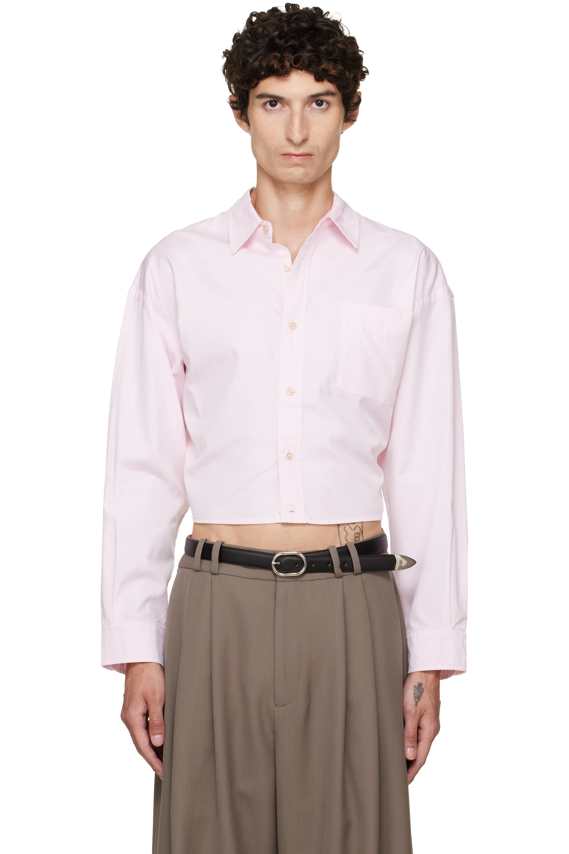 R13 - Pink Split Hem Boyfriend Shirt