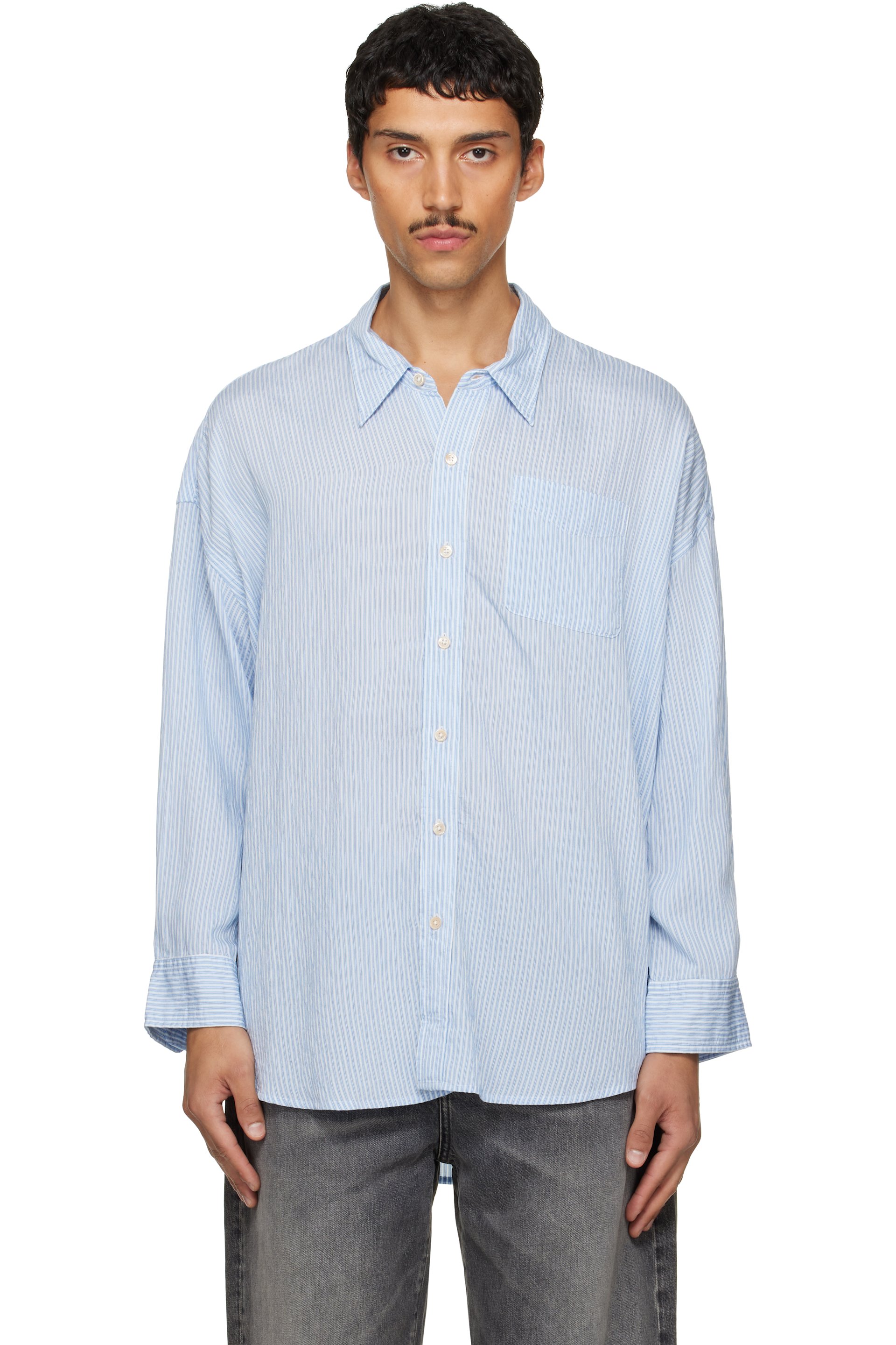 R13 - Blue Drop Neck Shirt