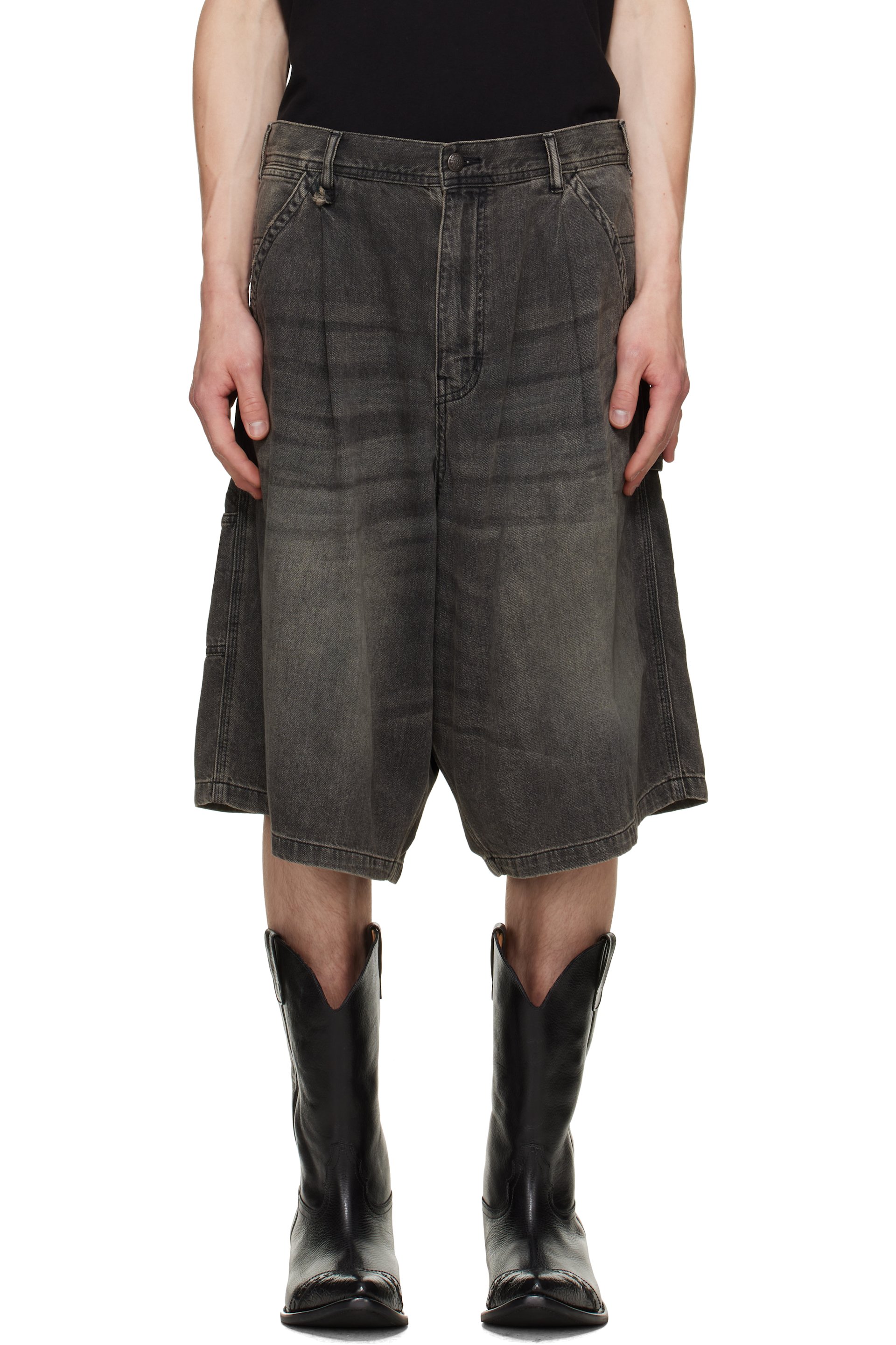 R13 - Black Jesse Carpenter Denim Shorts