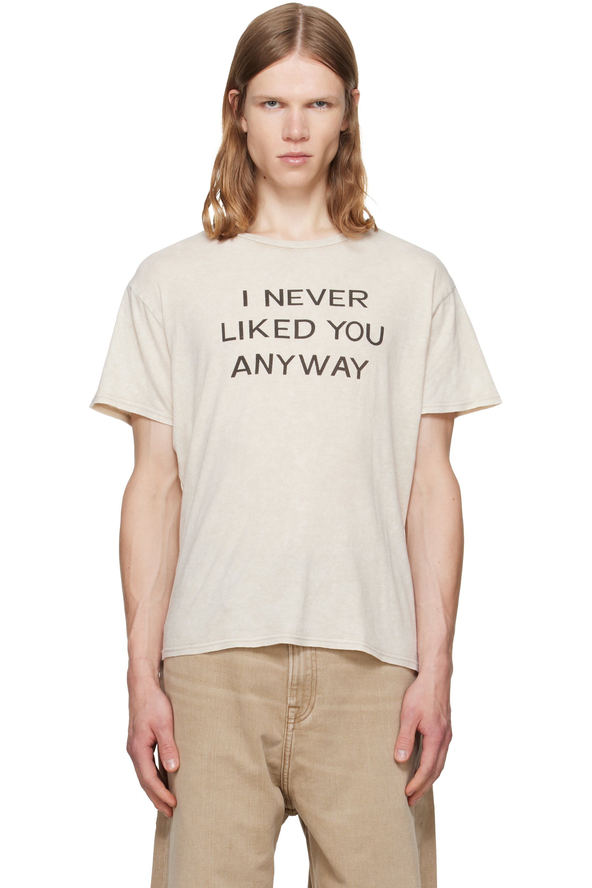 R13 - Beige 'I Never Liked You' Boy T-shirt