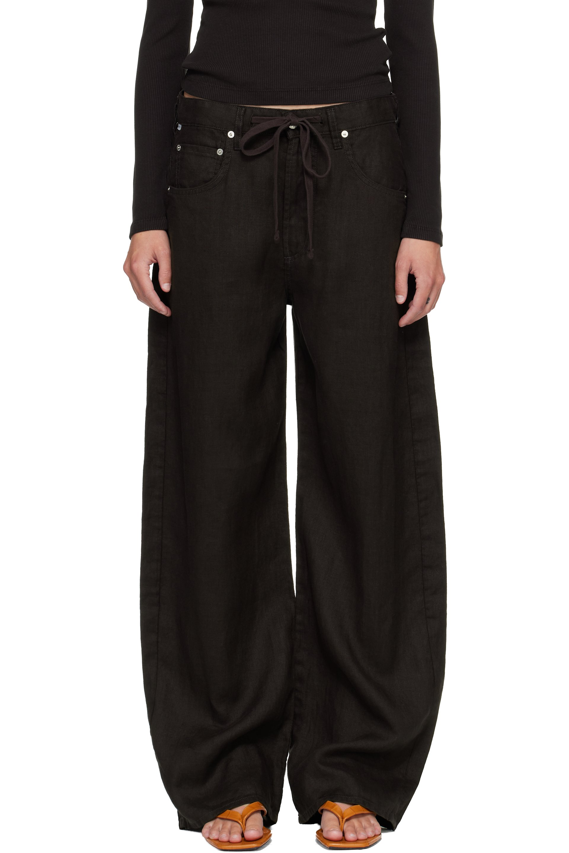 Citizens of Humanity - Brown Brynn Drawstring Linen Trousers