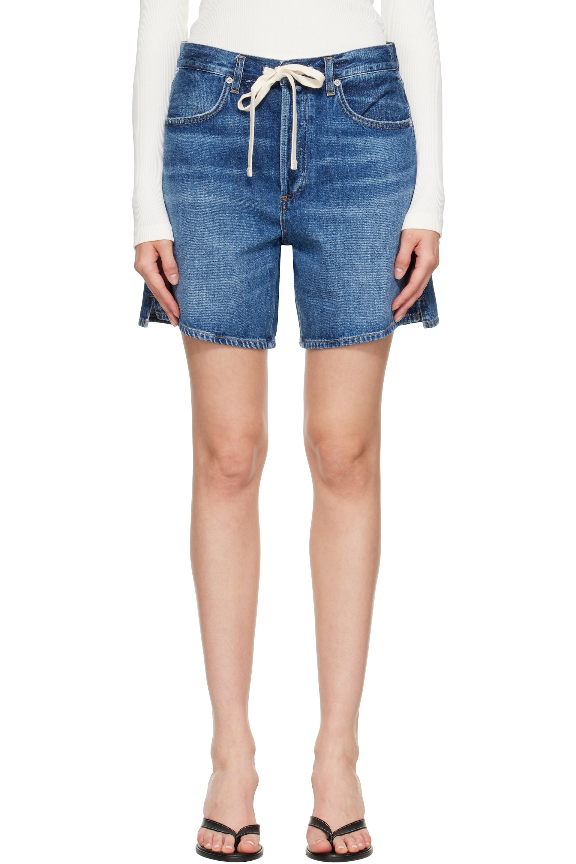Citizens of Humanity - Blue Brynn Drawstring Denim Shorts