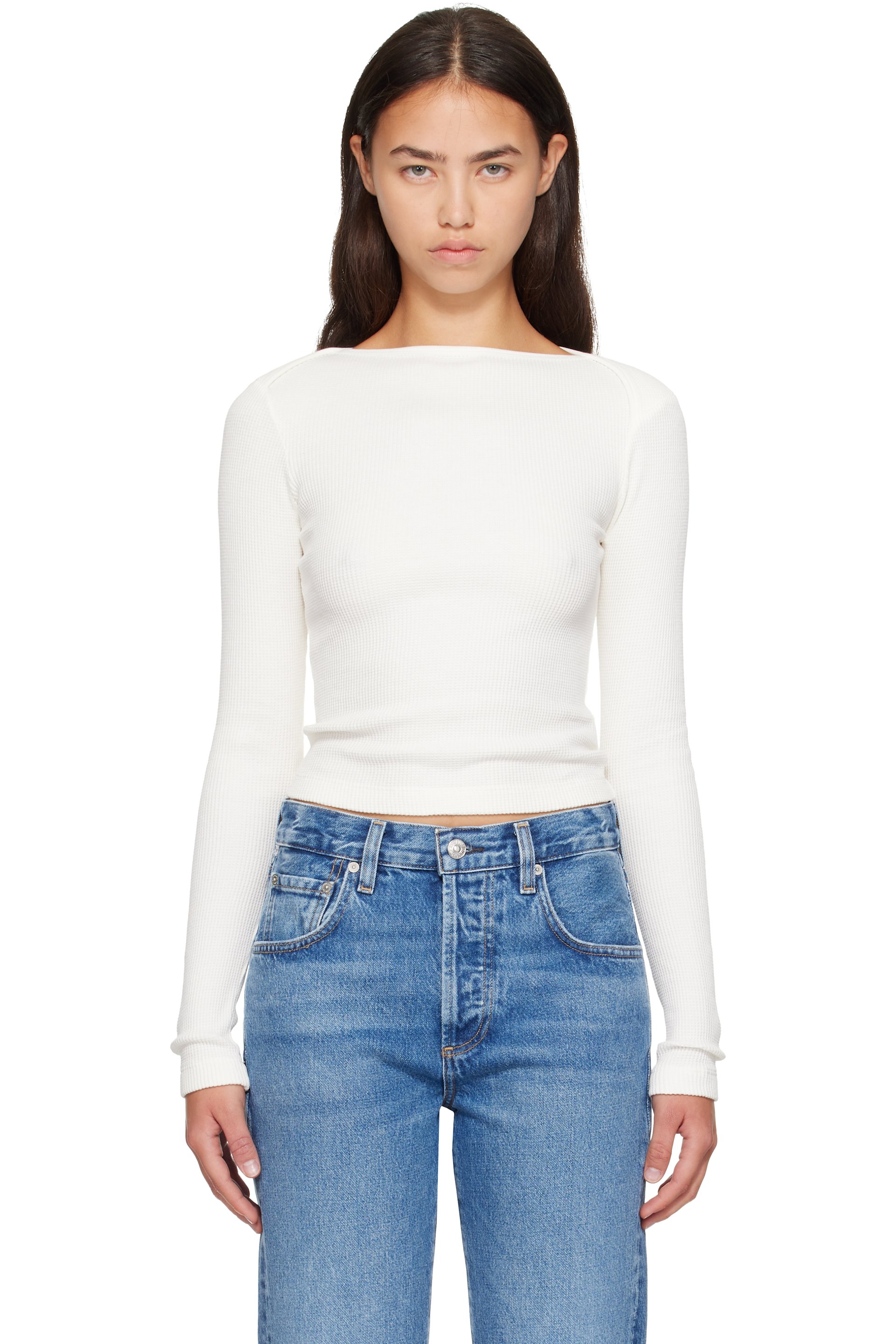 Citizens of Humanity - Off-White Waffle Long Sleeve T-shirt