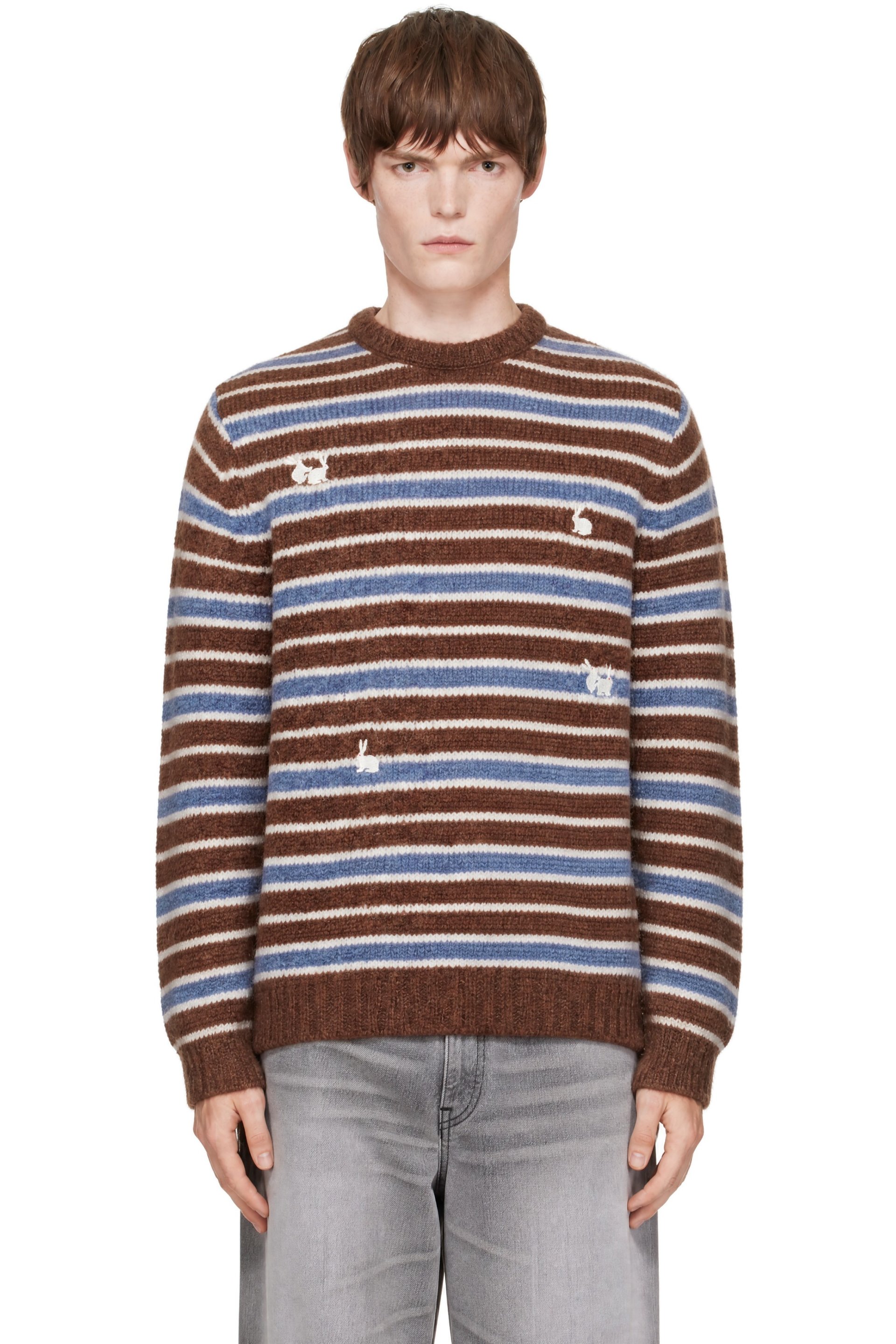 Carne Bollente - Pull Bunny Crossings brun et bleu