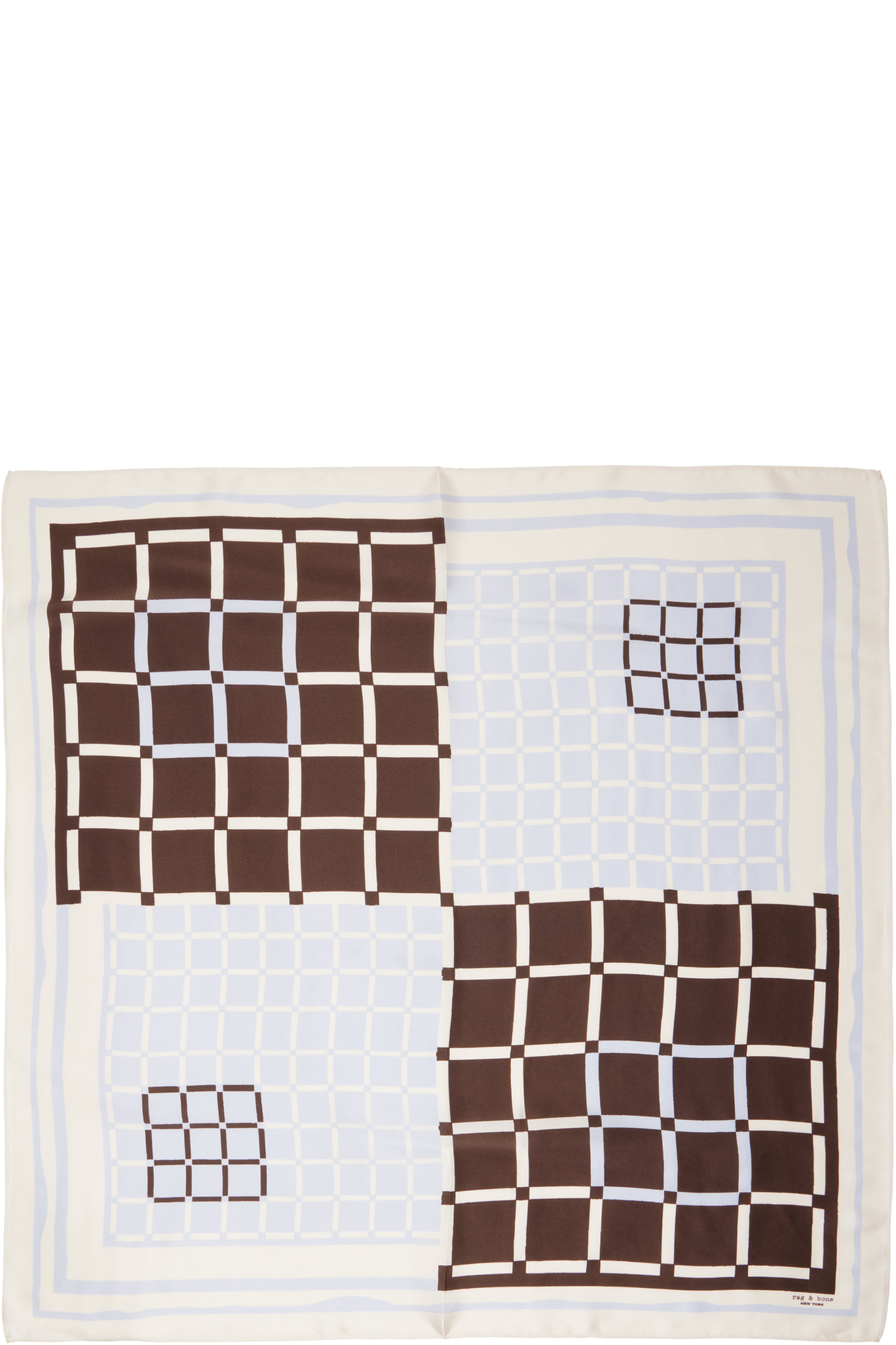 rag & bone - Foulard Pop Geo blanc cassé et brun en soie