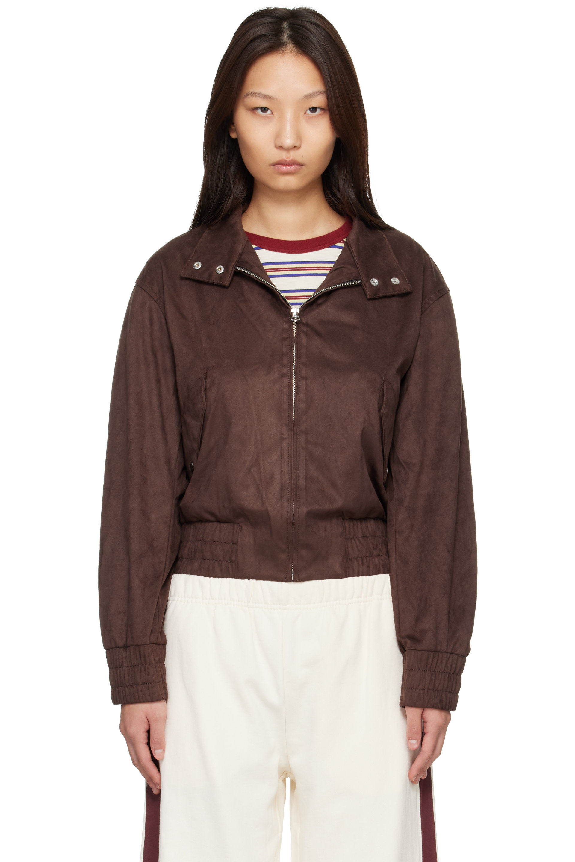 rag & bone - Brown Eliza Faux-Suede Bomber Jacket