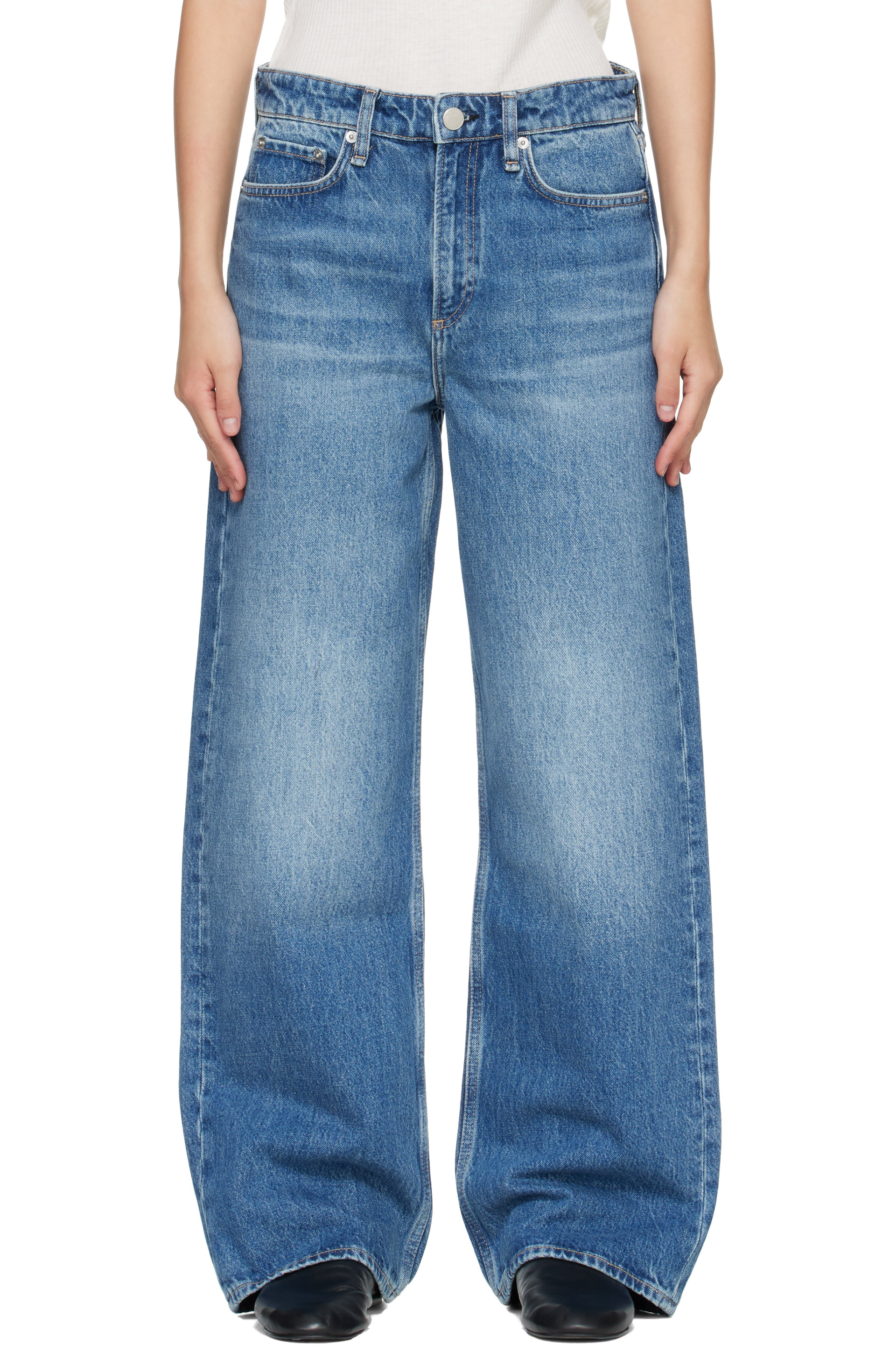 rag & bone - Blue Logan Wide Jeans