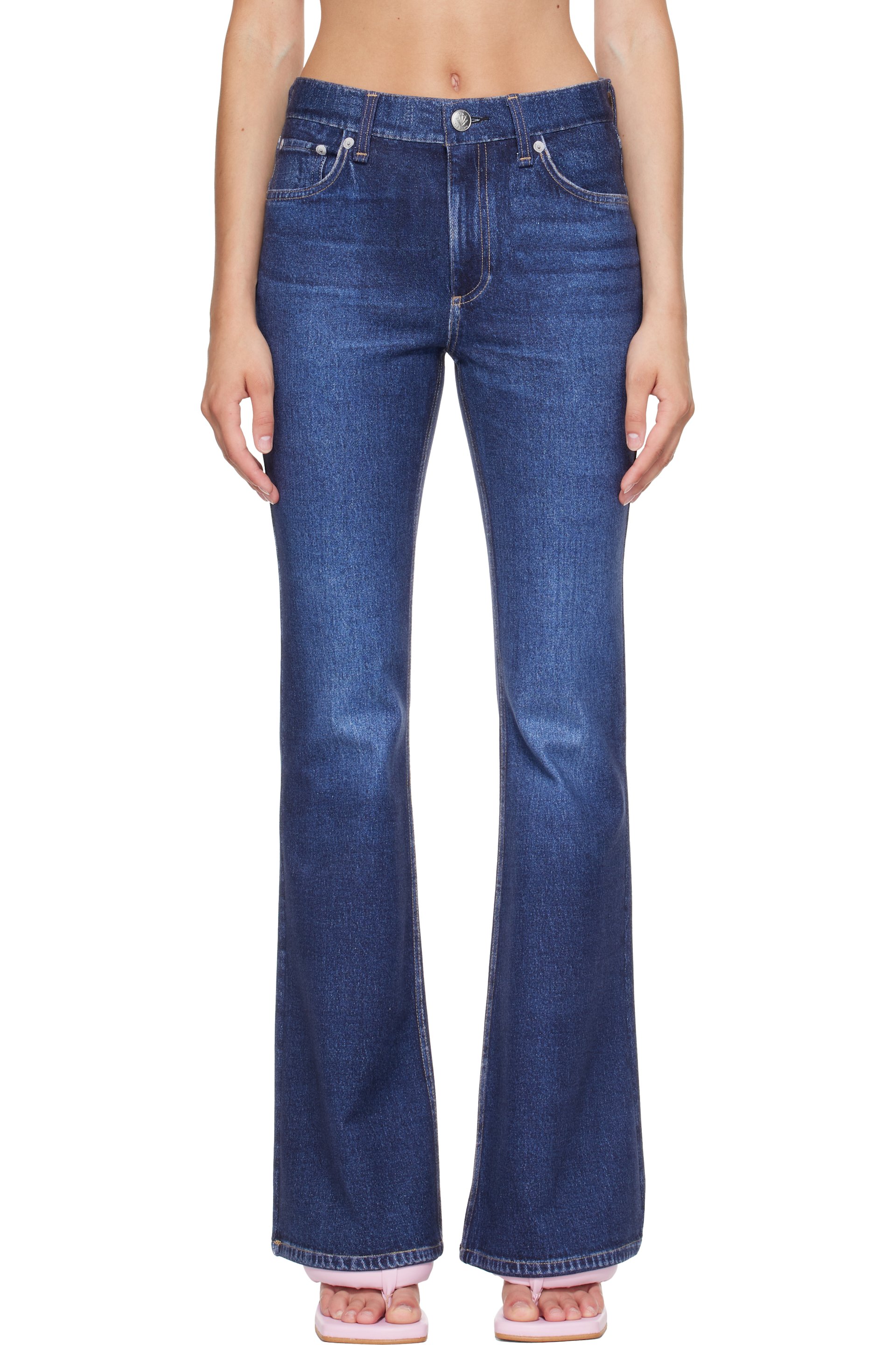 rag & bone - Blue Miramar Ponte Dahlia Mid Rise Flare Jeans