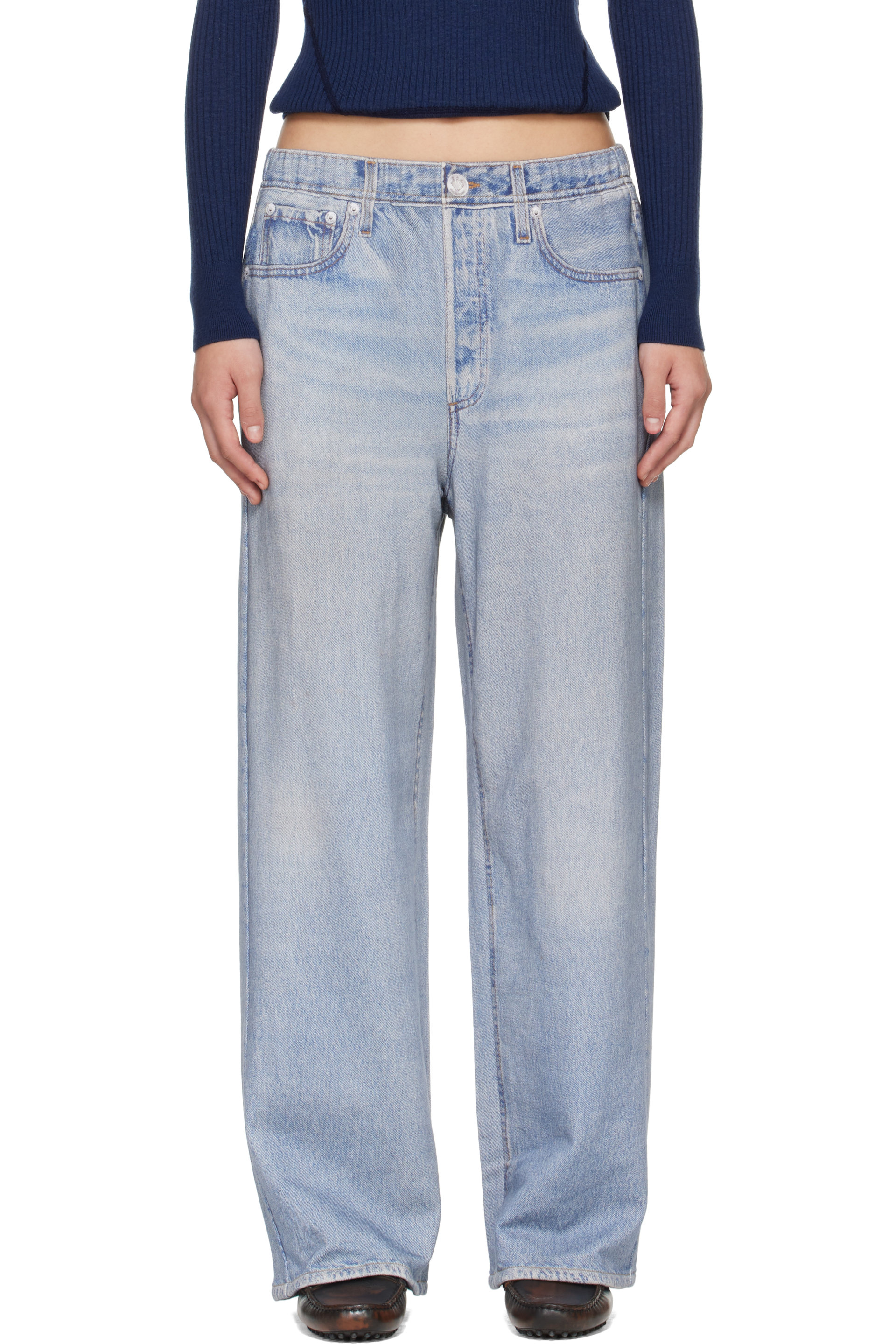 rag & bone - Blue Miramar Ankle Wide Trousers