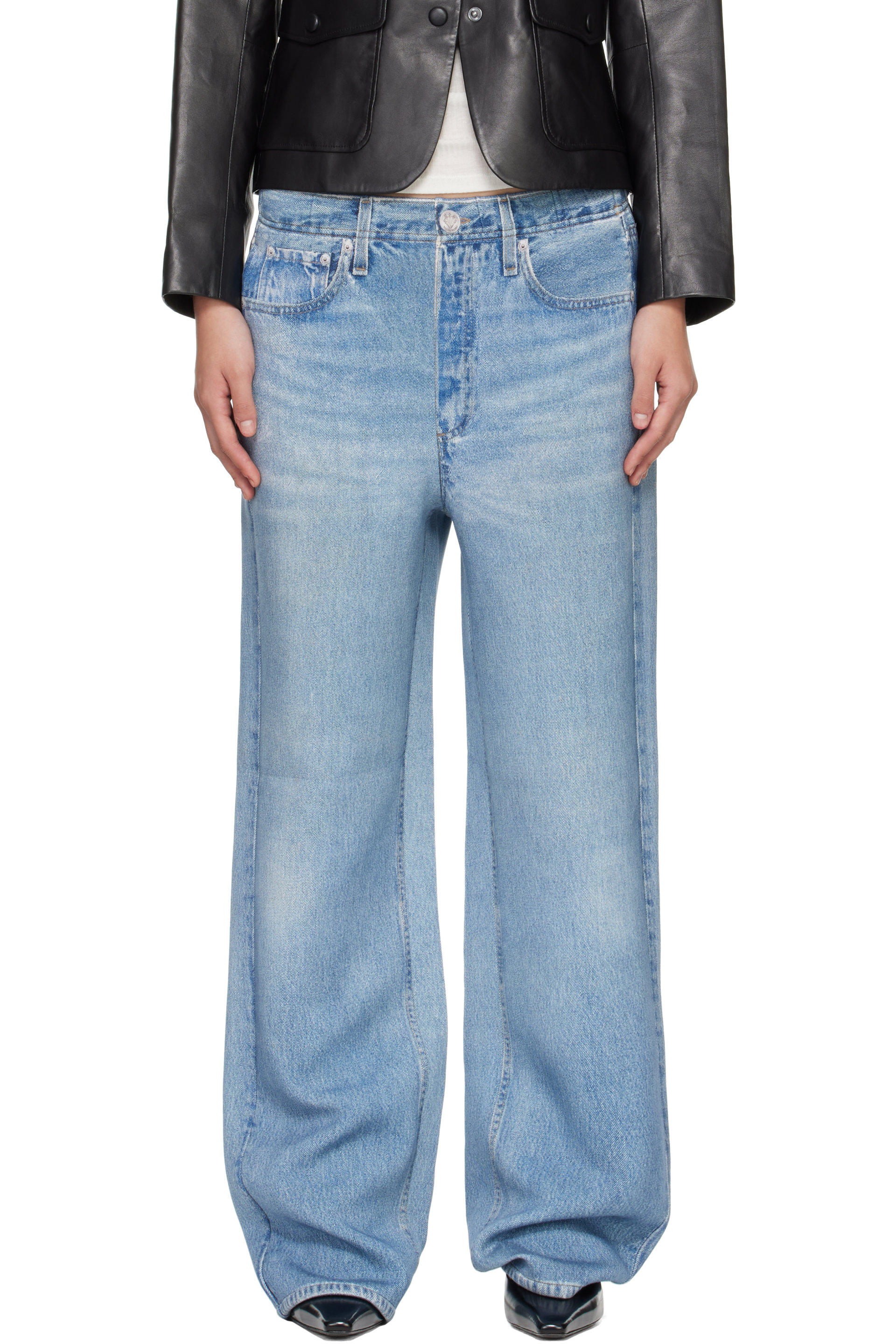 rag & bone - Blue Miramar Mallow Wide Leg Trousers
