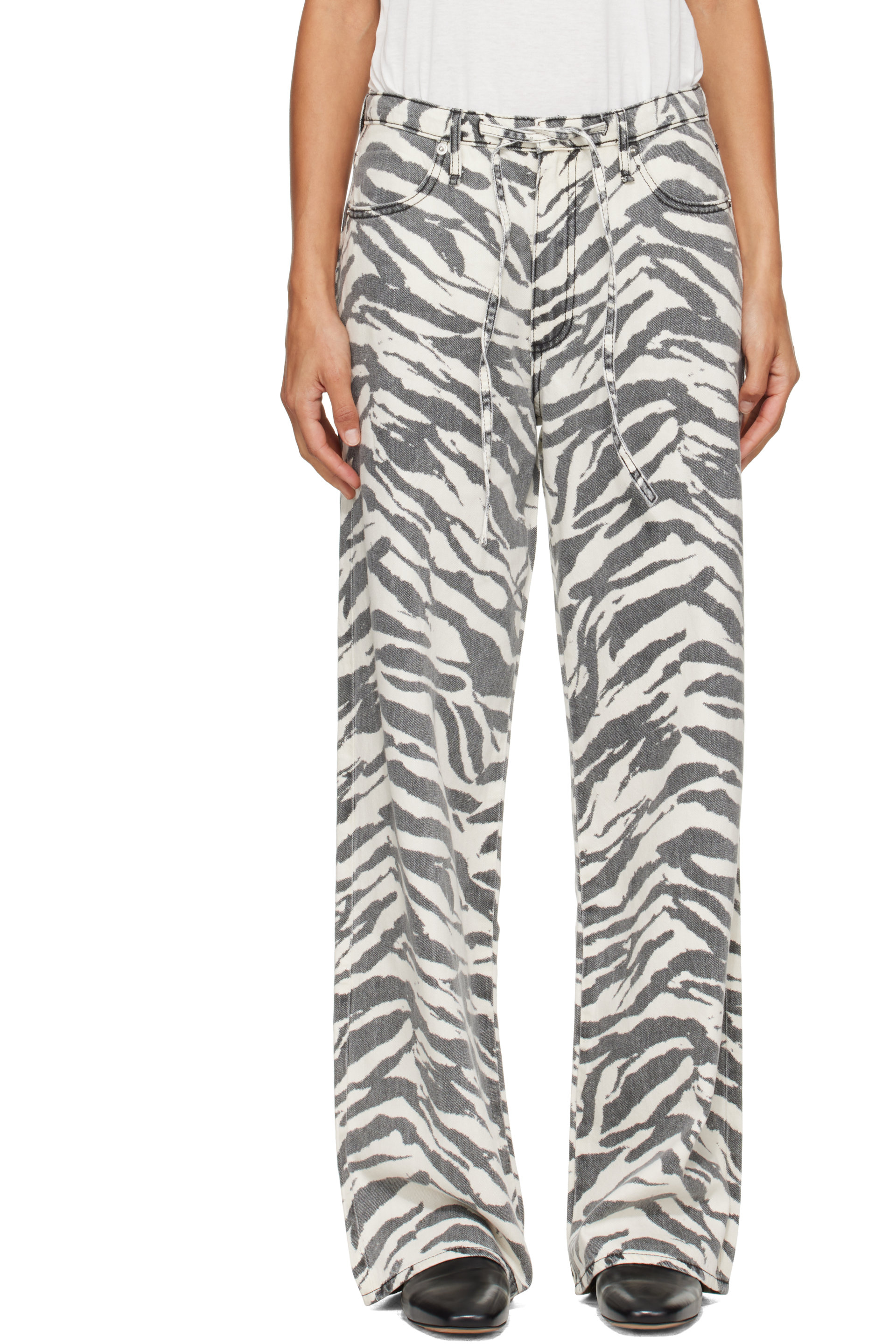 rag & bone - Off-White Phoebe Drawstring Wide-Leg Jean