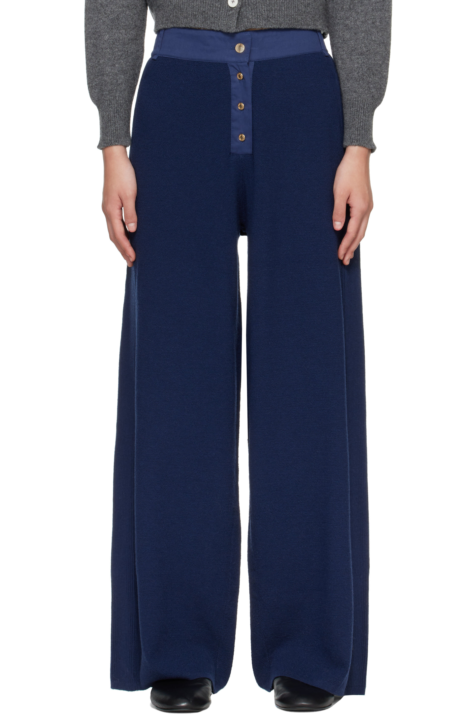 rag & bone - Navy Lucy Wide Leg Trousers