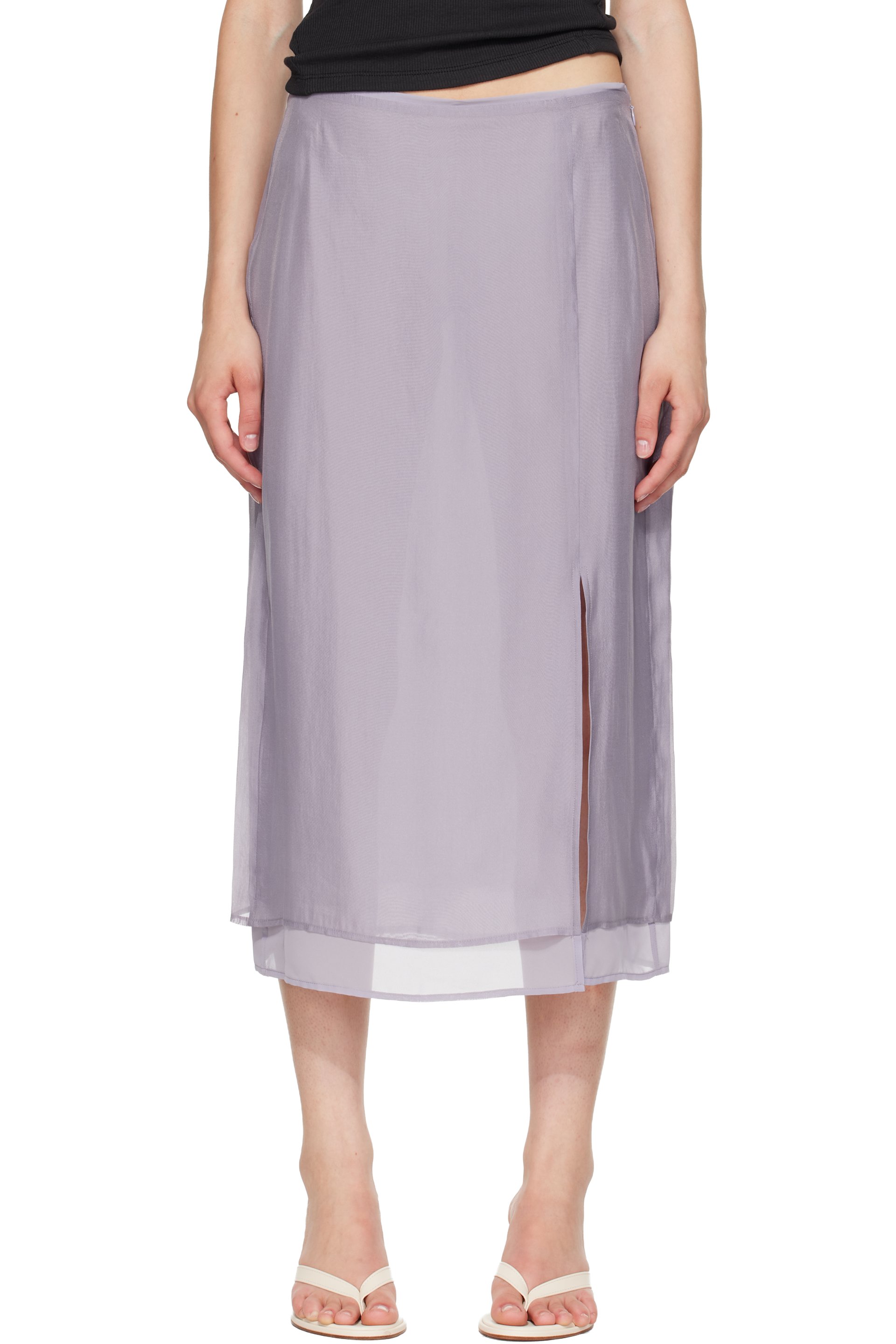 rag & bone - Jupe midi Suki mauve en organza