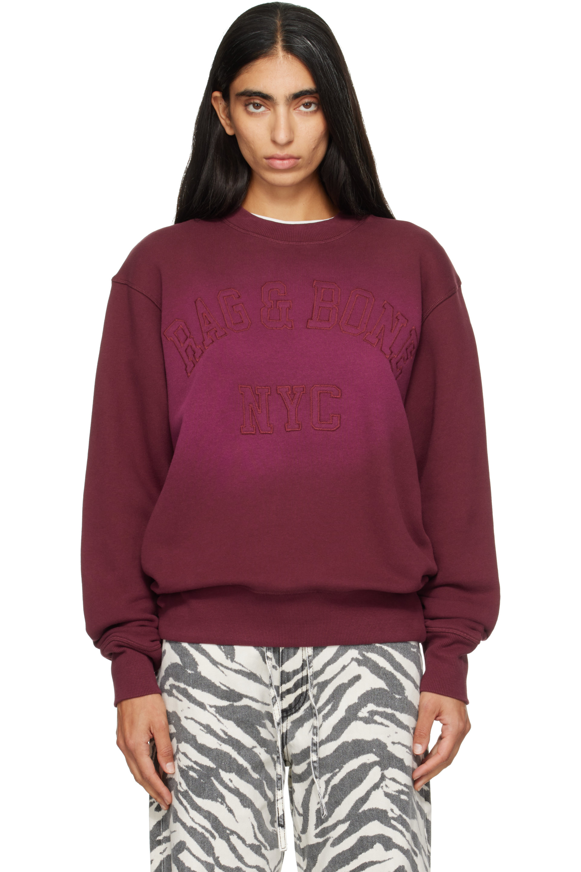 rag & bone - Burgundy rb University Vintage Terry Sweatshirt