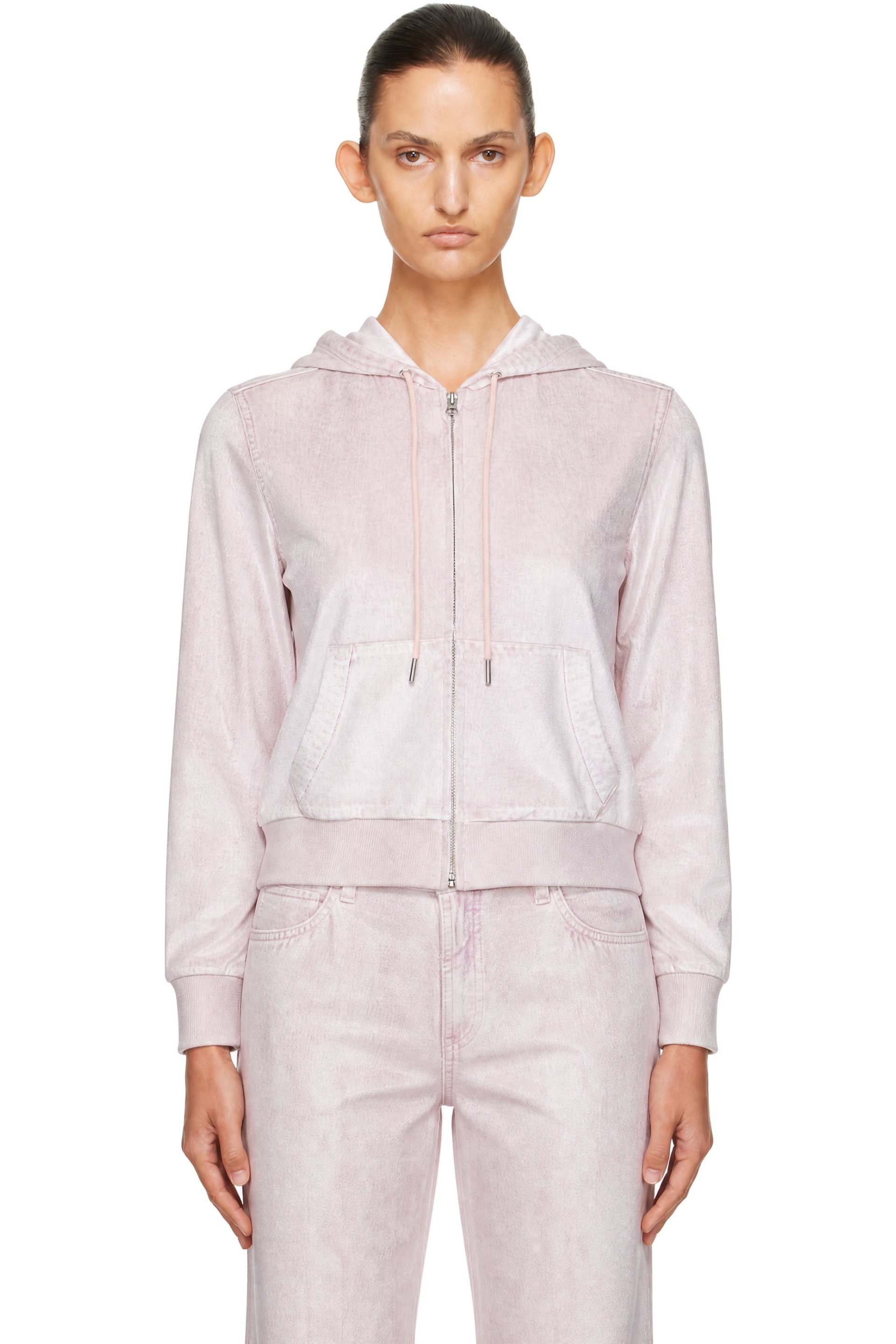 rag & bone - Pink Miramar Velvet Zip Up Hoodie