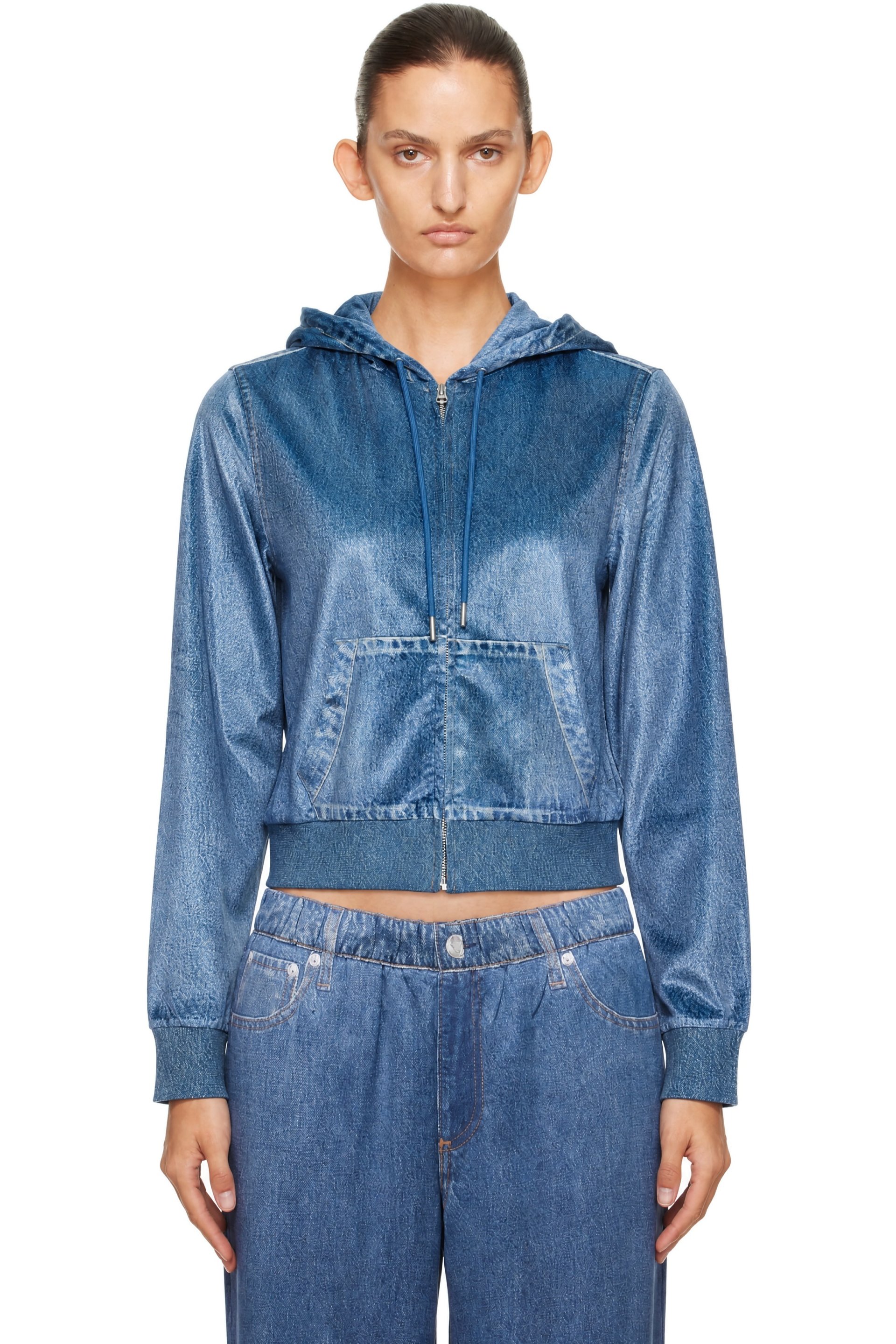 rag & bone - Blue Miramar Velvet Zip Up Hoodie