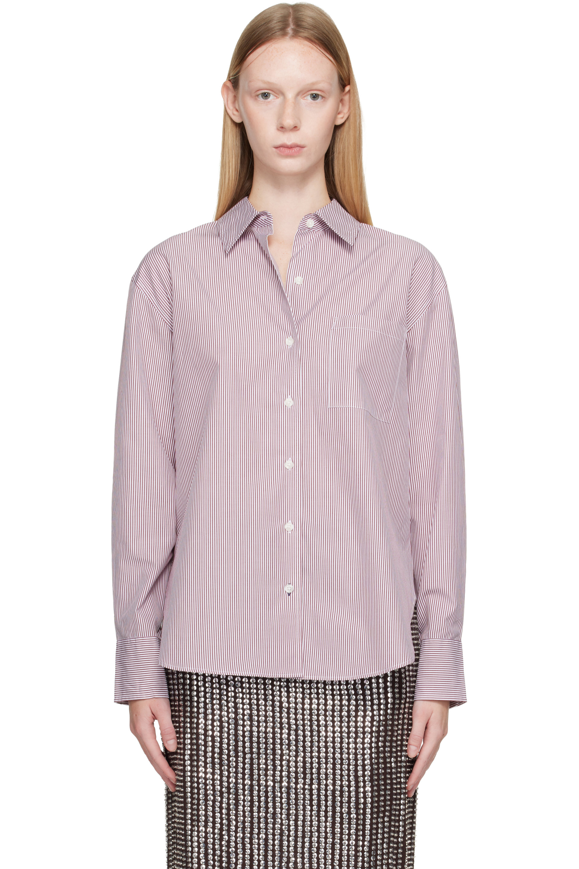 rag & bone - Burgundy Connie Striped Poplin Shirt