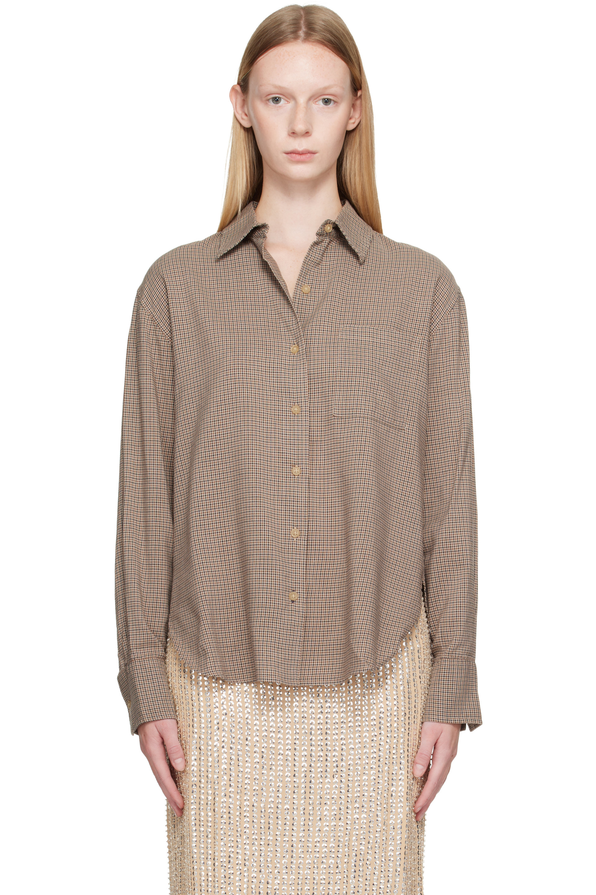 rag & bone - Beige & Navy Connie Plaid Shirt