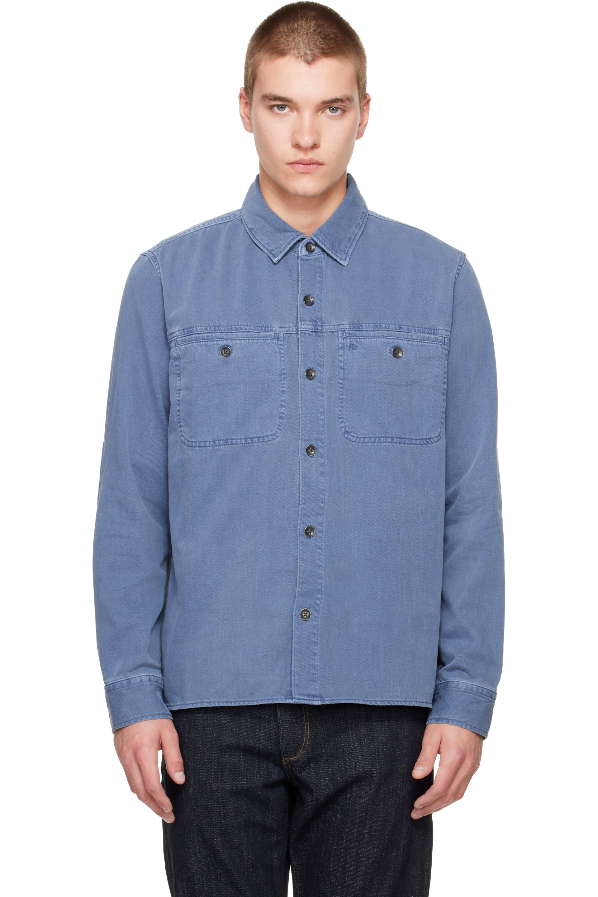 rag & bone - Blue Overdyed Workwear Denim Shirt